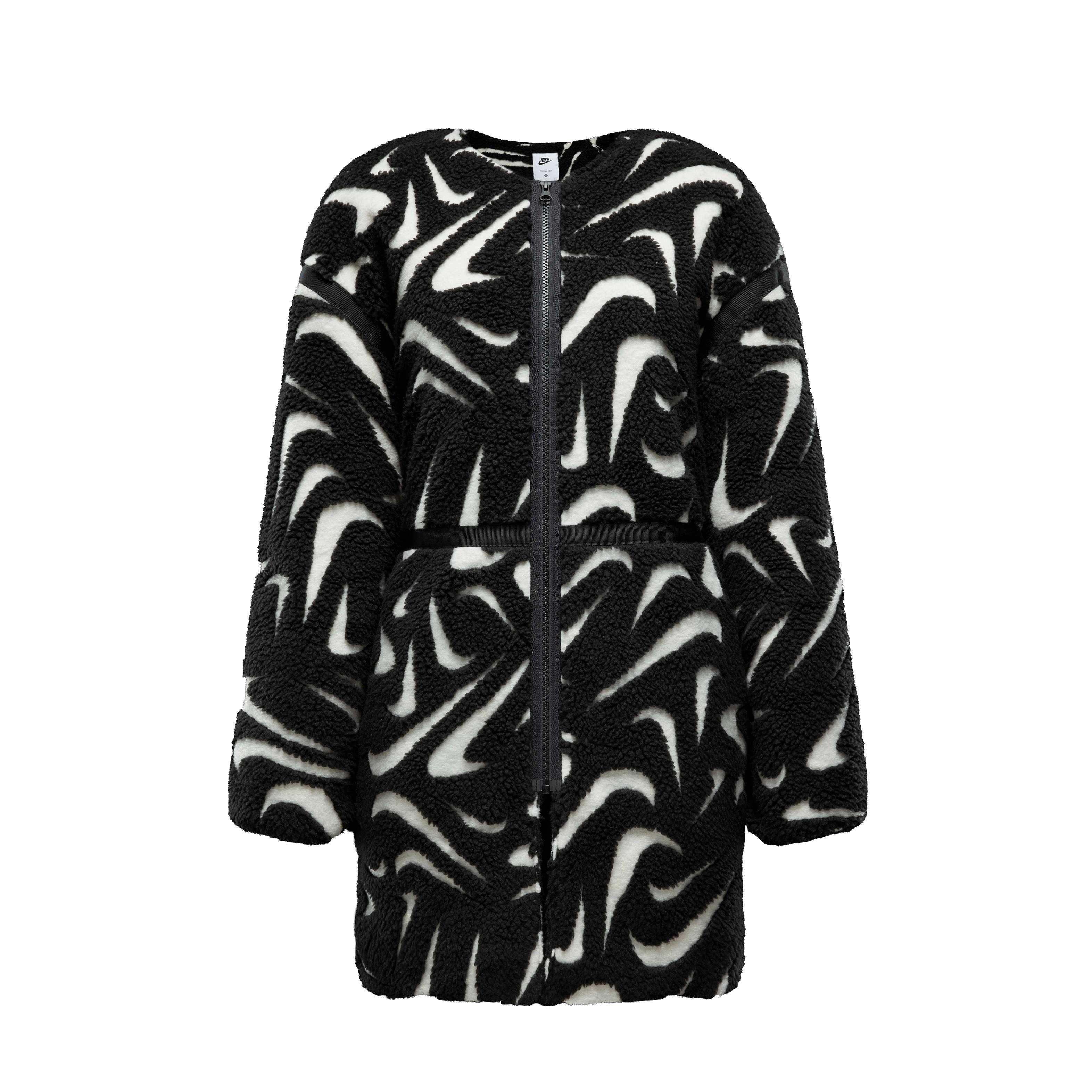 Nike Women's Sportswear Cozy Loose High-Pile Jacket - BLACK Thumbnail View 6