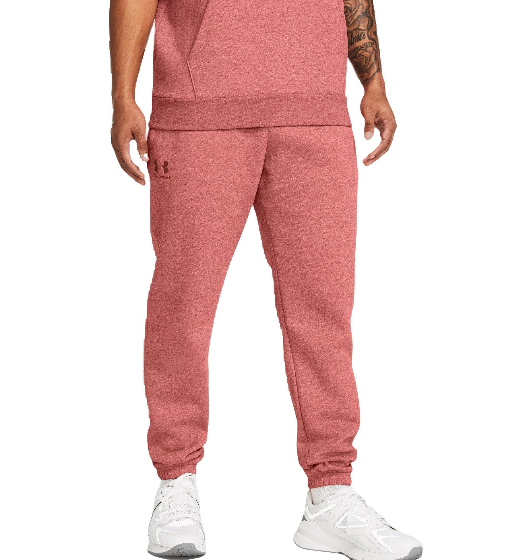Under Armour Men's Essential Fleece Joggers - Salmon - RED Thumbnail View 1