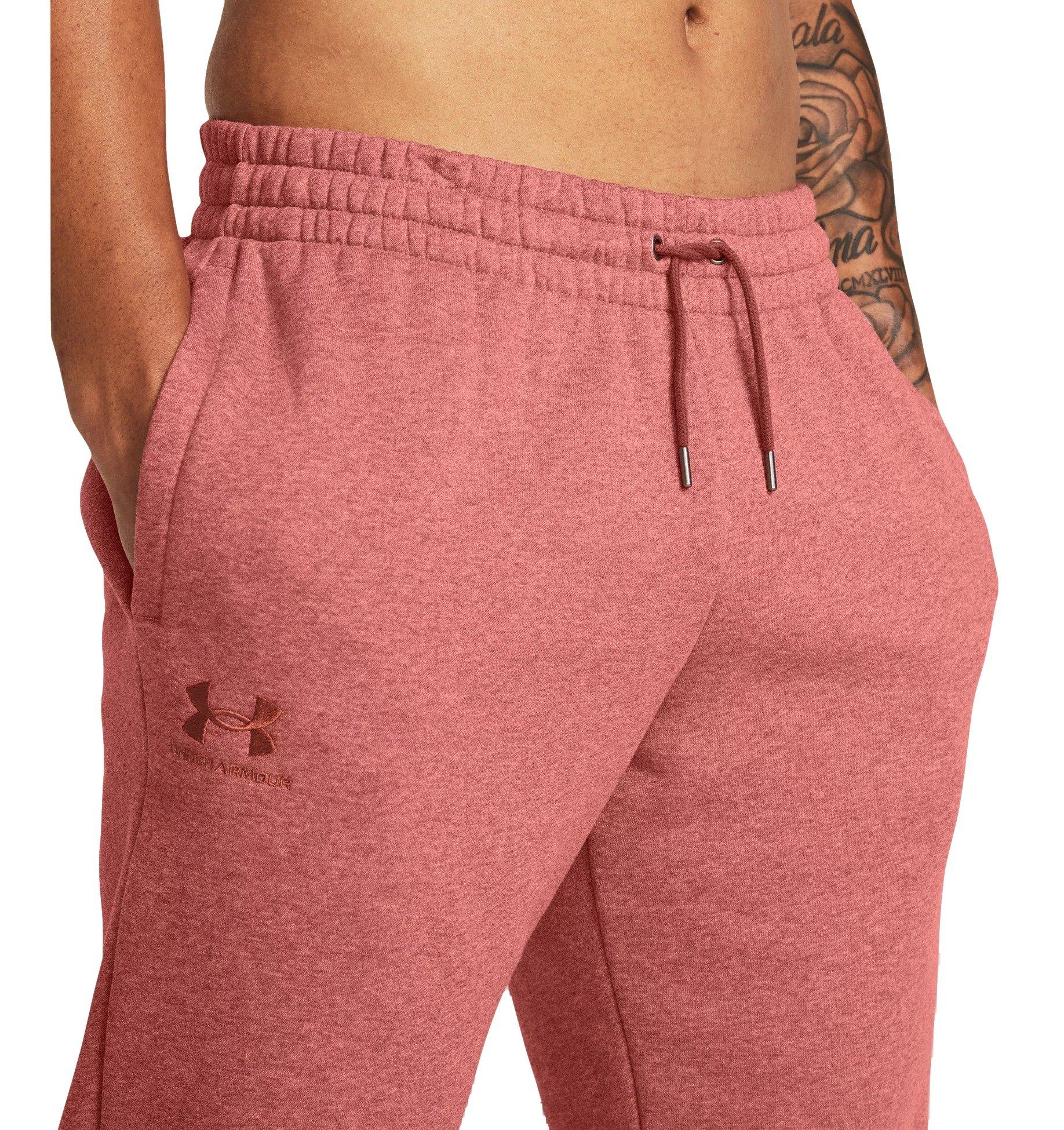 Under Armour Men's Essential Fleece Joggers - Salmon - RED Thumbnail View 3