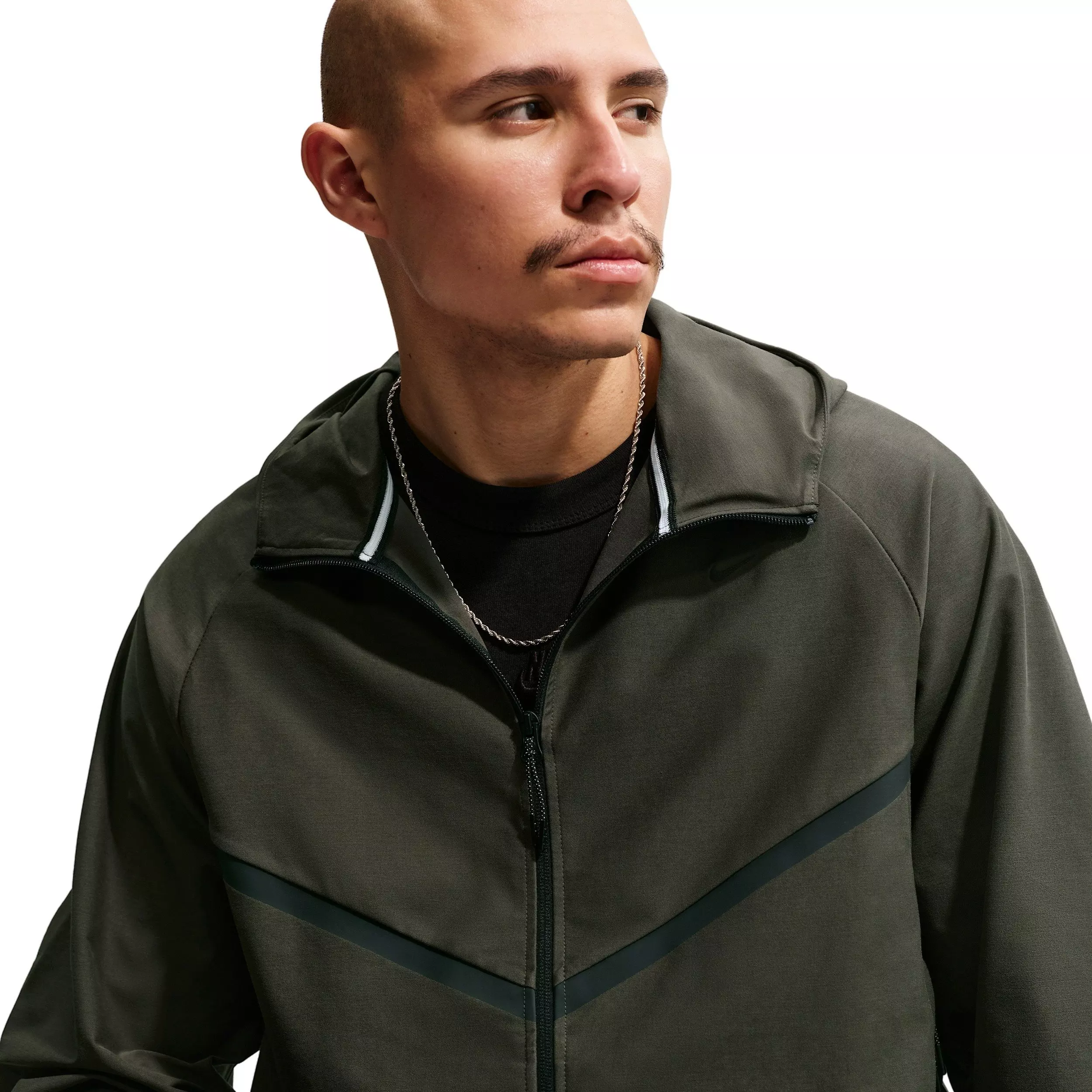 Nike Men's Tech Shori Knit Full-Zip Windrunner Jacket - CARGO KHAKI