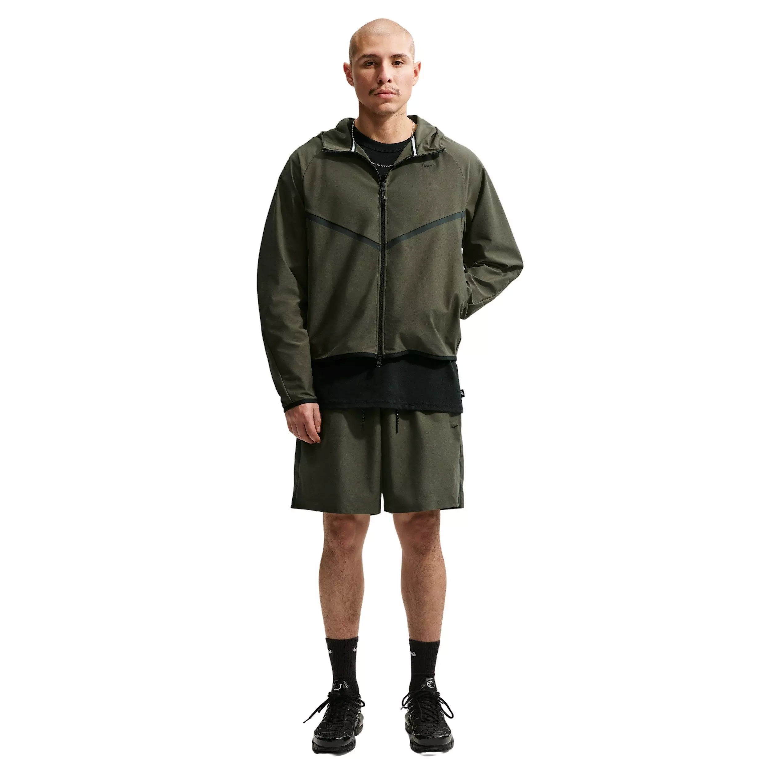 Nike Men's Tech Shori Knit Full-Zip Windrunner Jacket - CARGO KHAKI