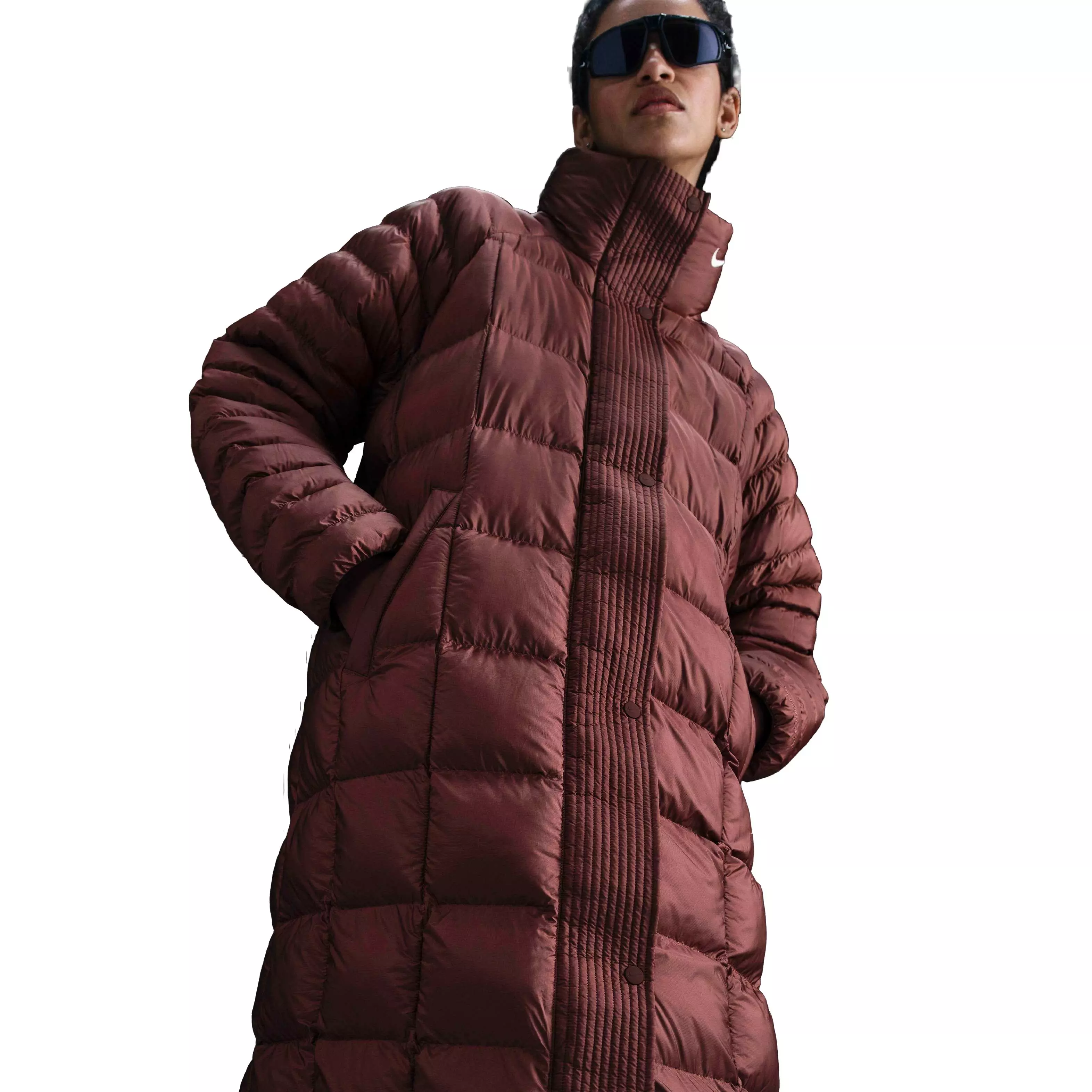 Nike Women's Sportswear Swoosh Puffer PrimaLoft Therma-FIT Oversized Parka -Red/White - RED/WHITE