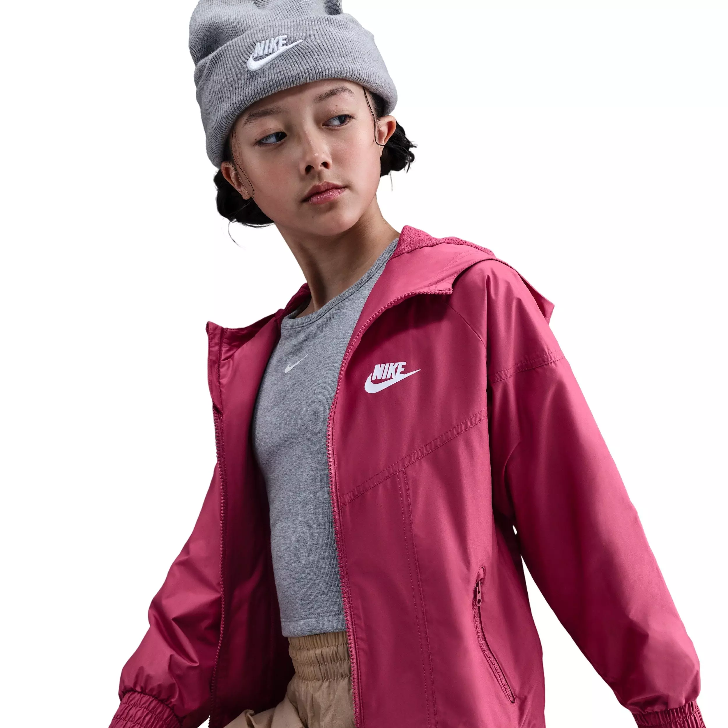 Nike Big Kids' Sportswear Windrunner Hooded Repel Jacket - Pink - PURPLE