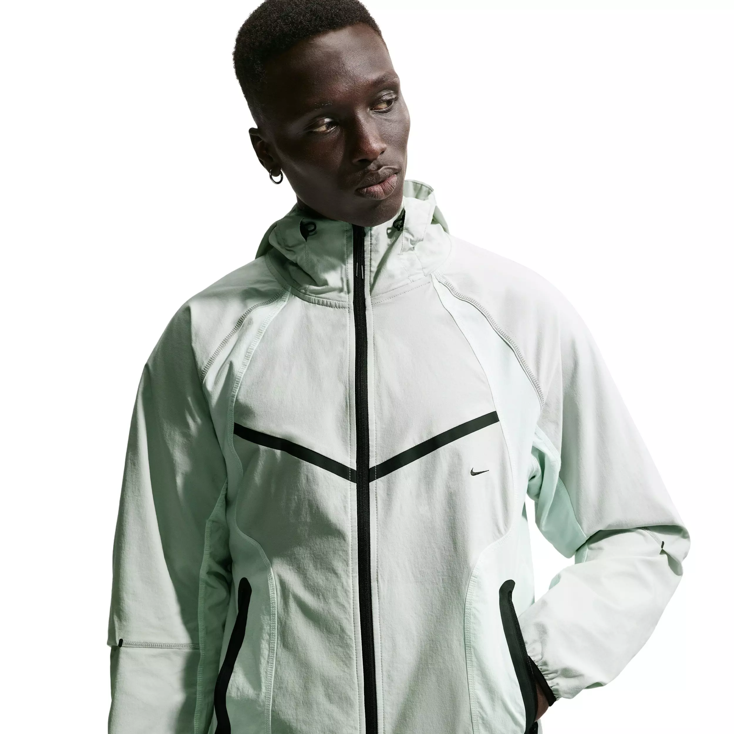 Nike Men's Tech Woven Dri-FIT Full-Zip Color-Block Windrunner Jacket - Volt Tint/Grey - VOLT TINT/GREY