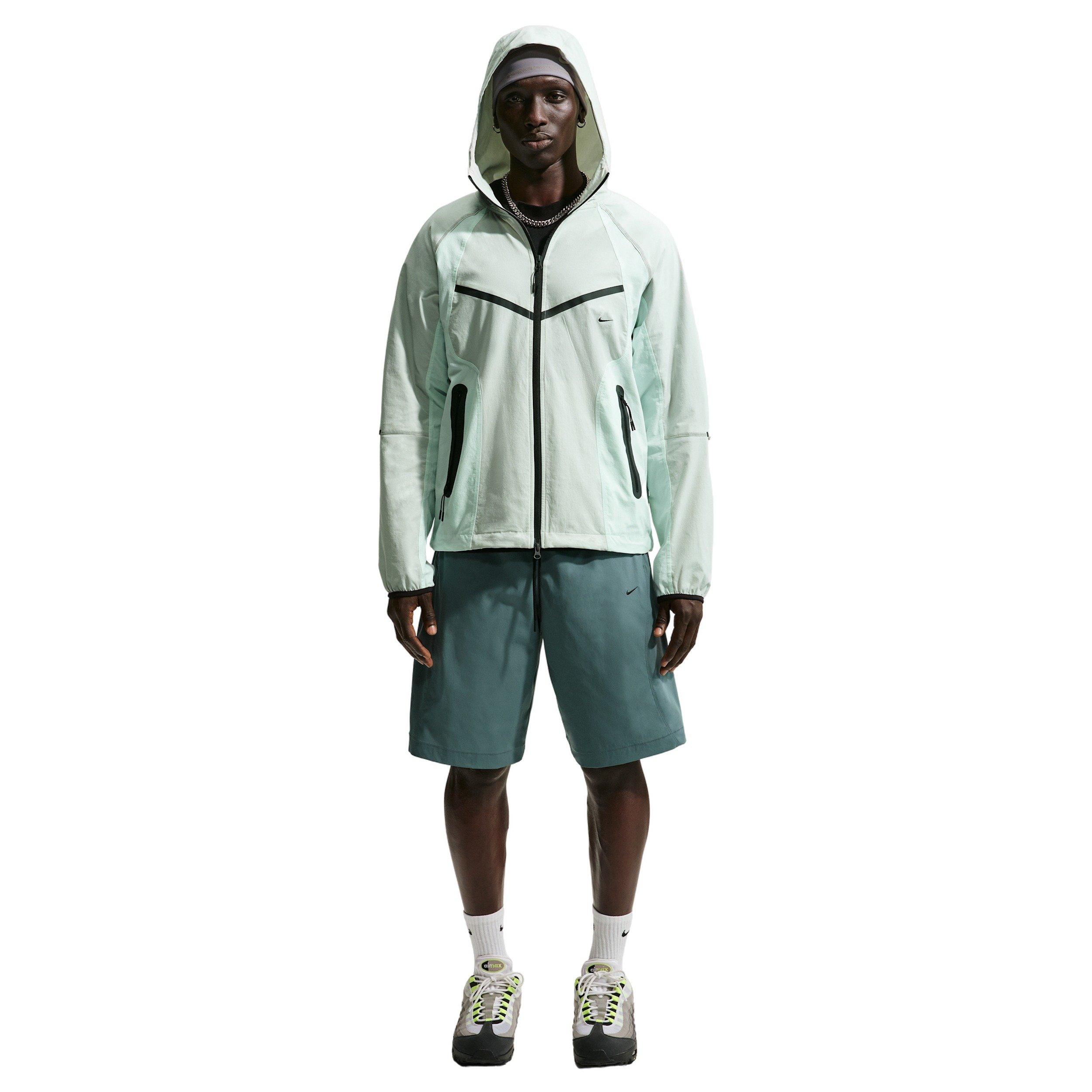 Nike Men's Tech Woven Dri-FIT Full-Zip Color-Block Windrunner Jacket - Volt Tint/Grey - VOLT TINT/GREY Thumbnail View 4