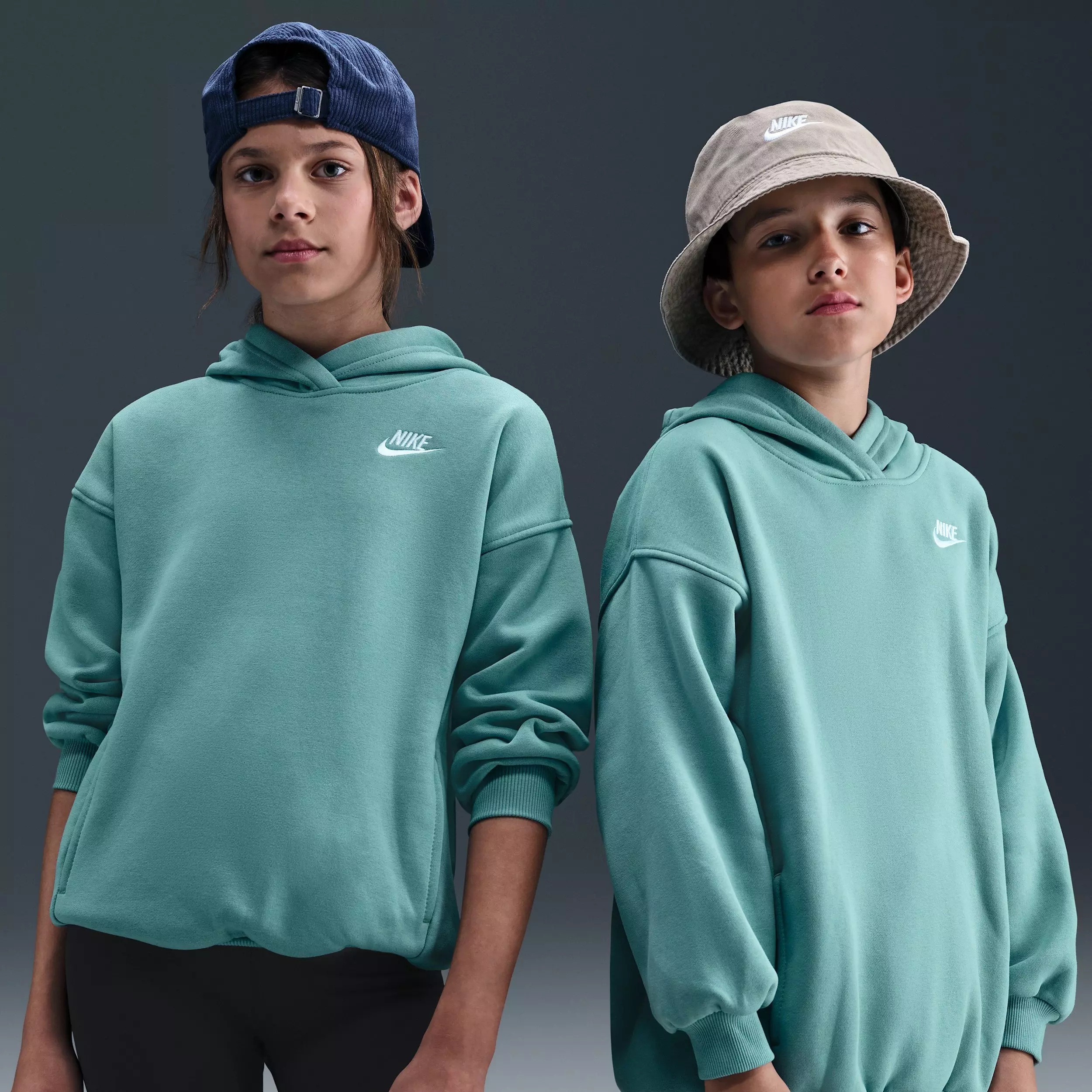 Nike Big Kids' Sportswear Club Fleece Oversized Pullover Hoodie - Green - GREEN