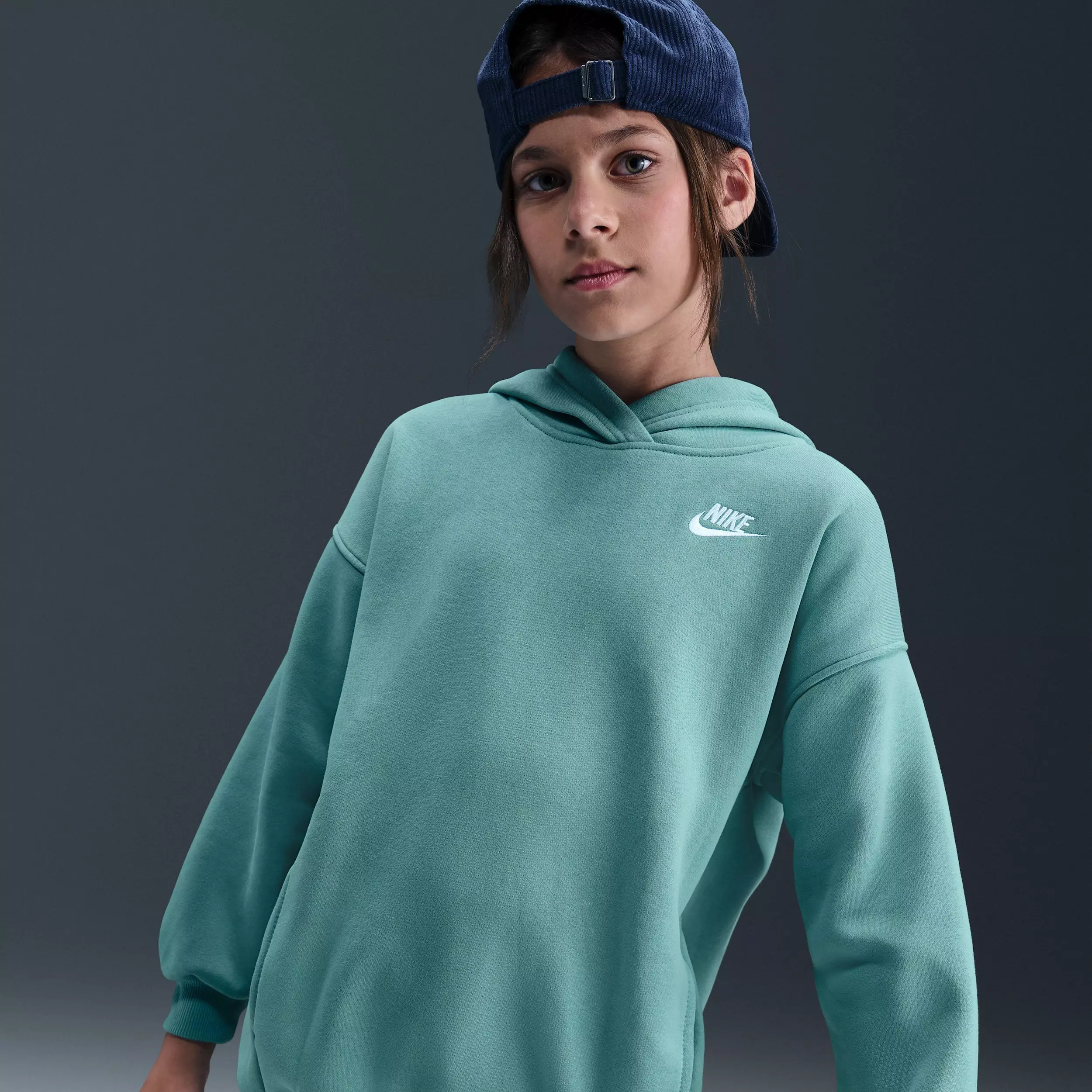 Nike Big Kids' Sportswear Club Fleece Oversized Pullover Hoodie - Green - GREEN