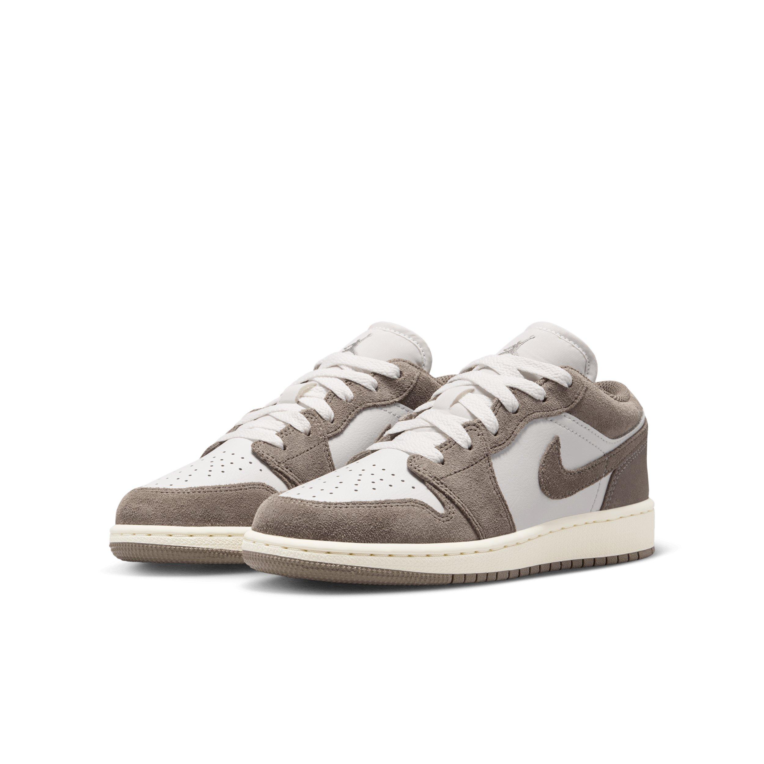 Jordan 1 Low "Olive Grey/Summit White/Pale Ivory/Enigma Stone" Grade School Boys' Shoe - GREY/WHITE/IVORY/STONE Thumbnail View 3