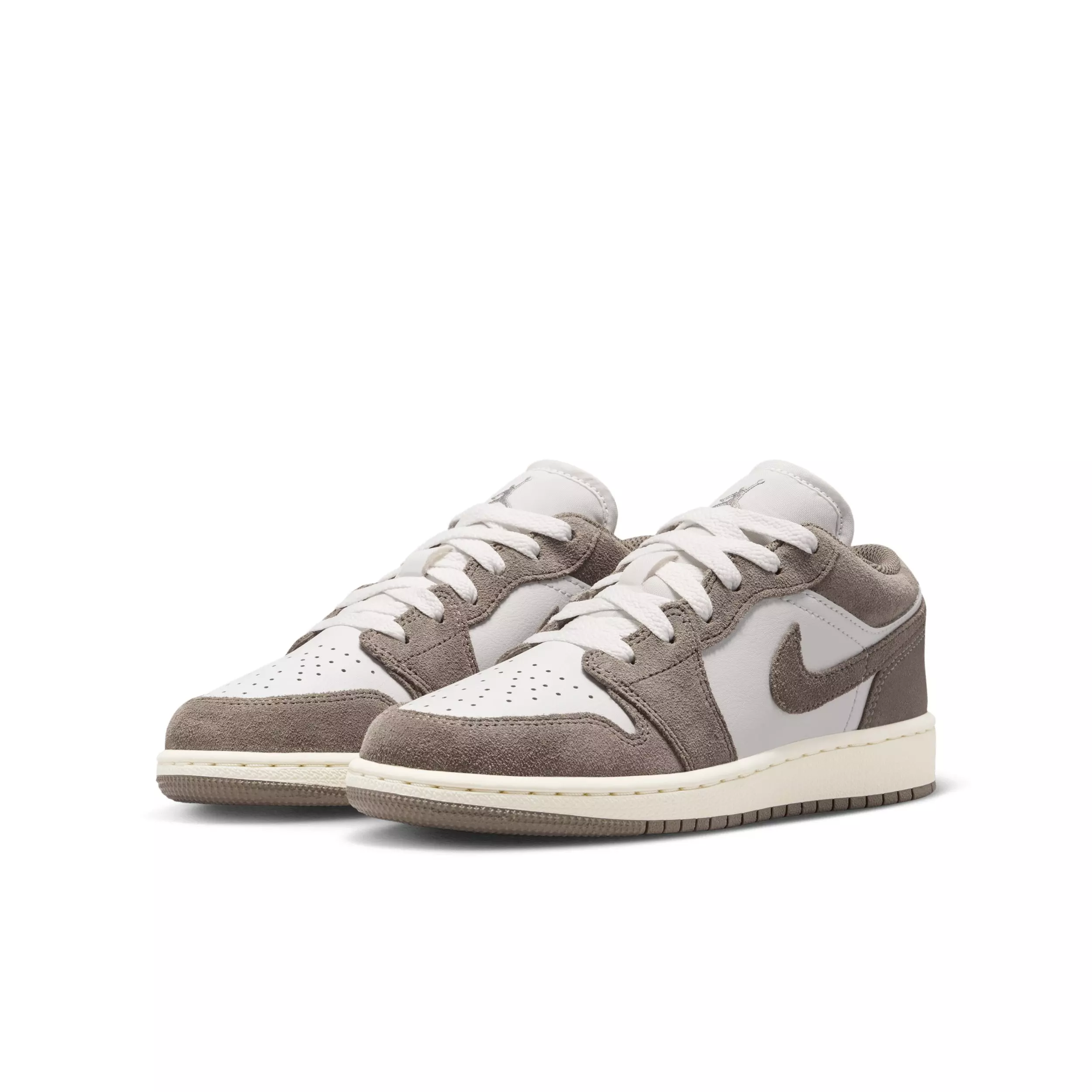 Jordan 1 Low "Olive Grey/Summit White/Pale Ivory/Enigma Stone" Grade School Boys' Shoe - GREY/WHITE/IVORY/STONE
