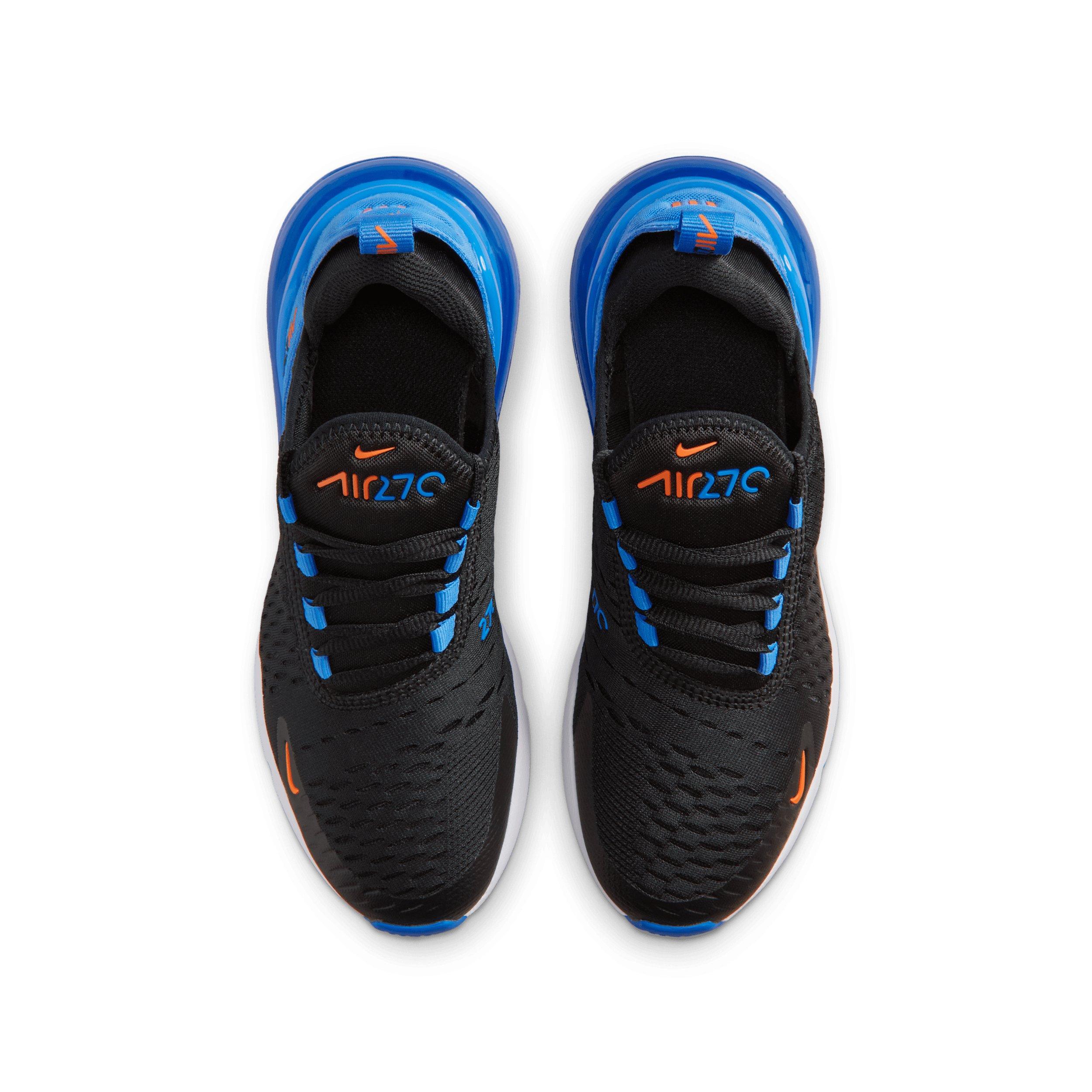 Nike Air Max 270 "Black/Blue Crystal/White/Turf Orange" Grade School Boys' Shoe - BLACK/BLUE/WHITE/ORANGE Thumbnail View 4