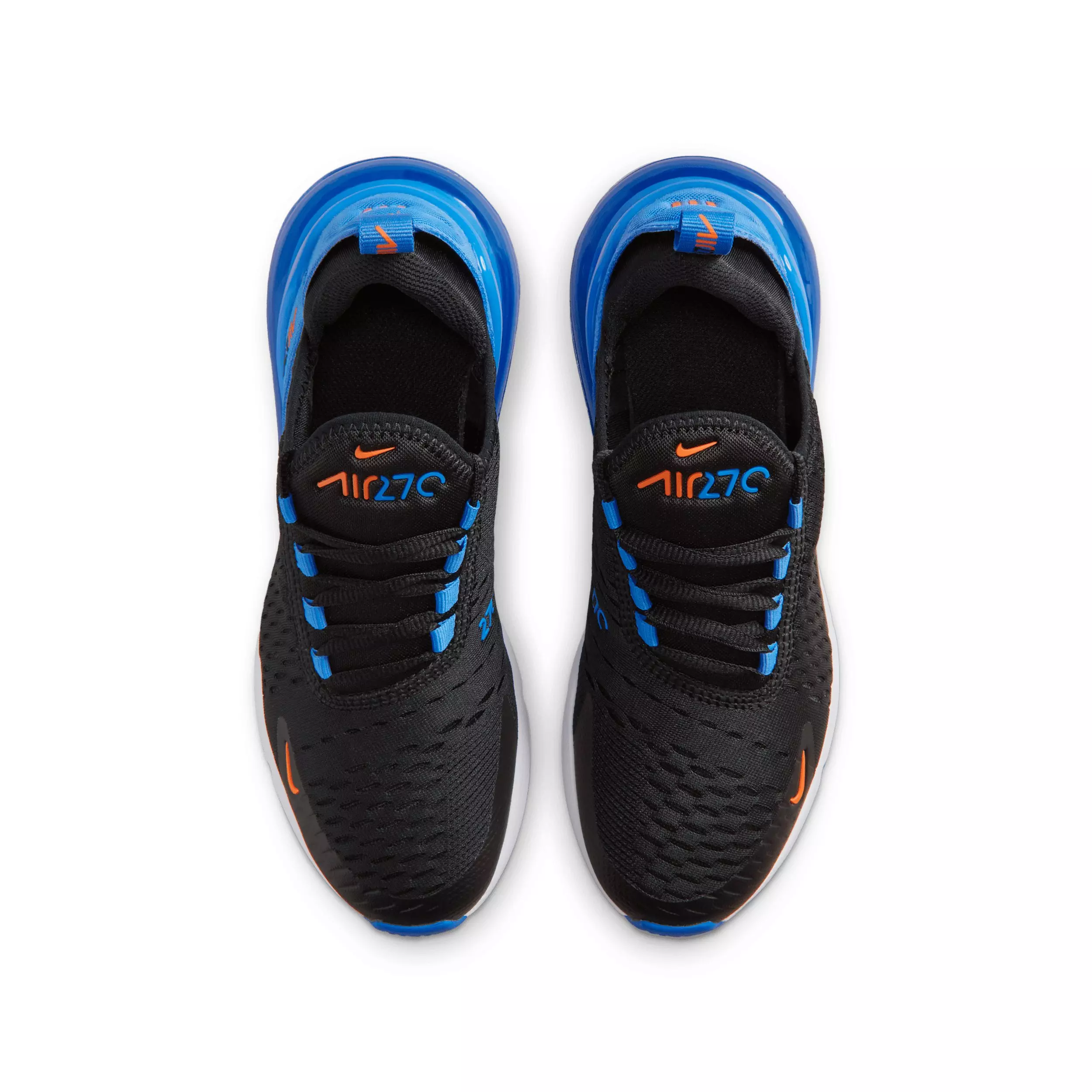 Nike Air Max 270 "Black/Blue Crystal/White/Turf Orange" Grade School Boys' Shoe - BLACK/BLUE/WHITE/ORANGE