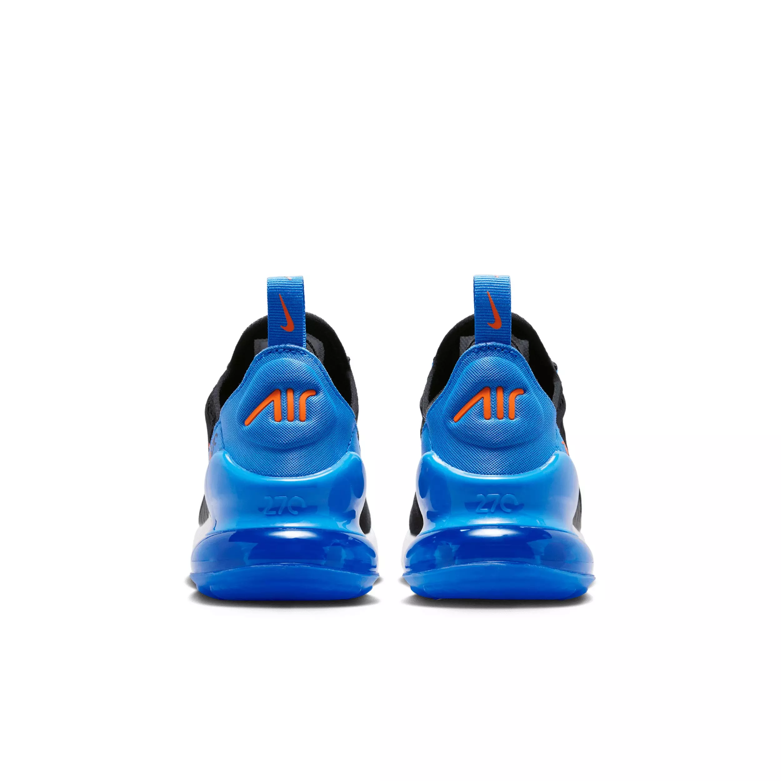 Nike Air Max 270 "Black/Blue Crystal/White/Turf Orange" Grade School Boys' Shoe - BLACK/BLUE/WHITE/ORANGE