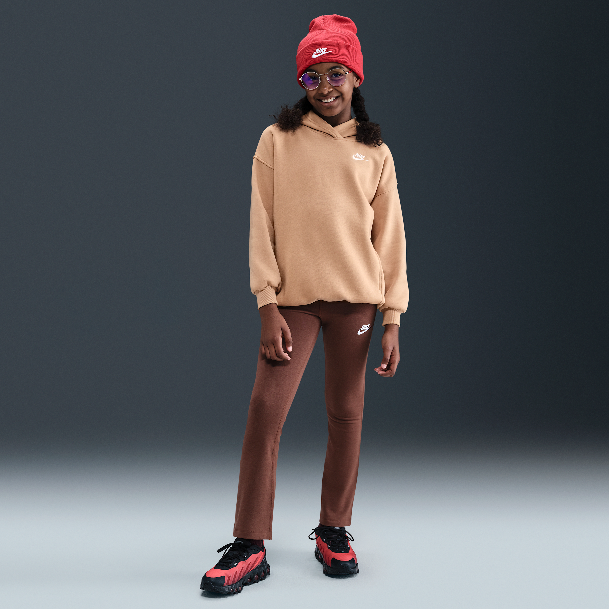 Nike Sportswear Club Fleece Oversized Big Kids' Brown Pullover Hoodie