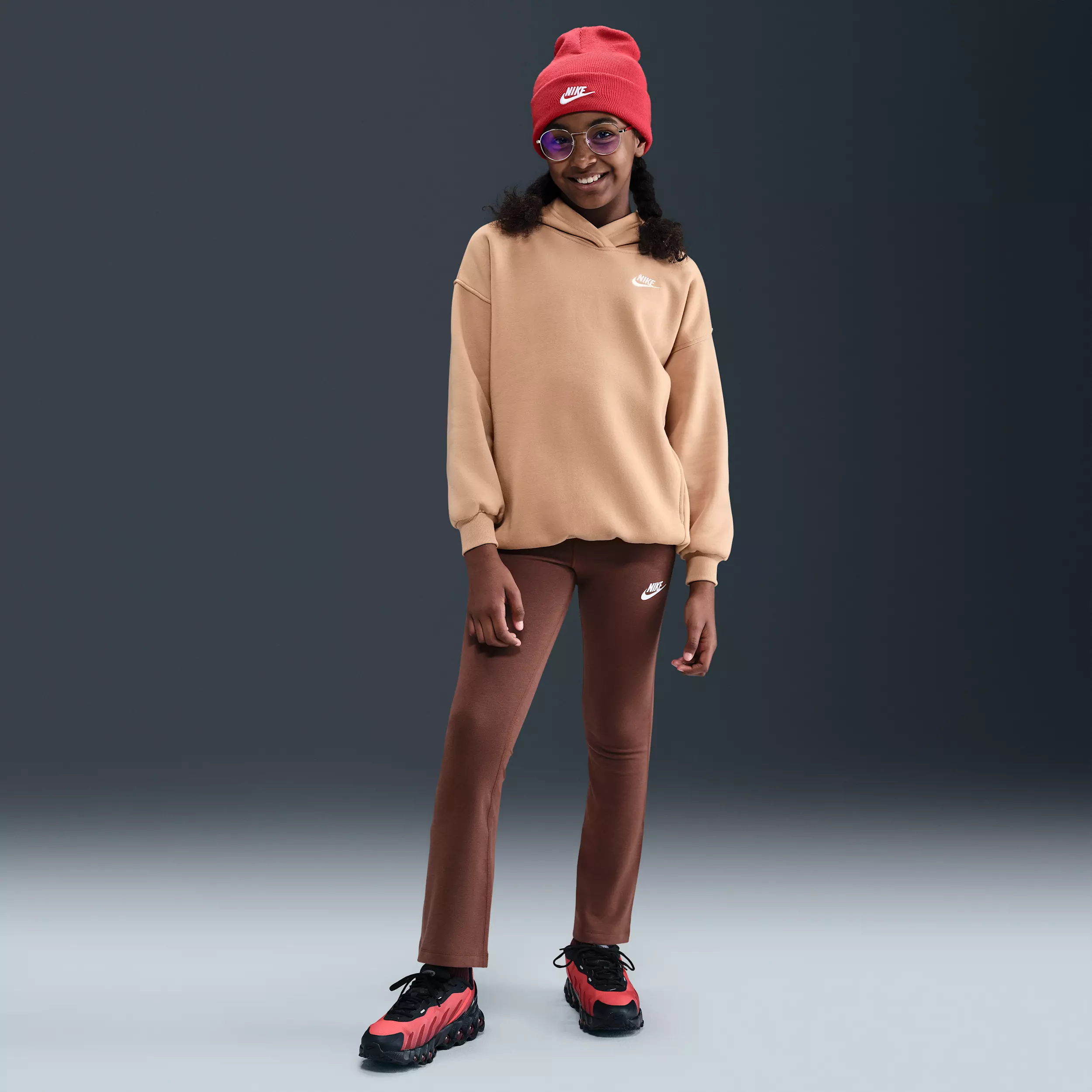 Nike Big Kids' Sportswear Club Fleece Oversized Pullover Hoodie - Brown - BROWN