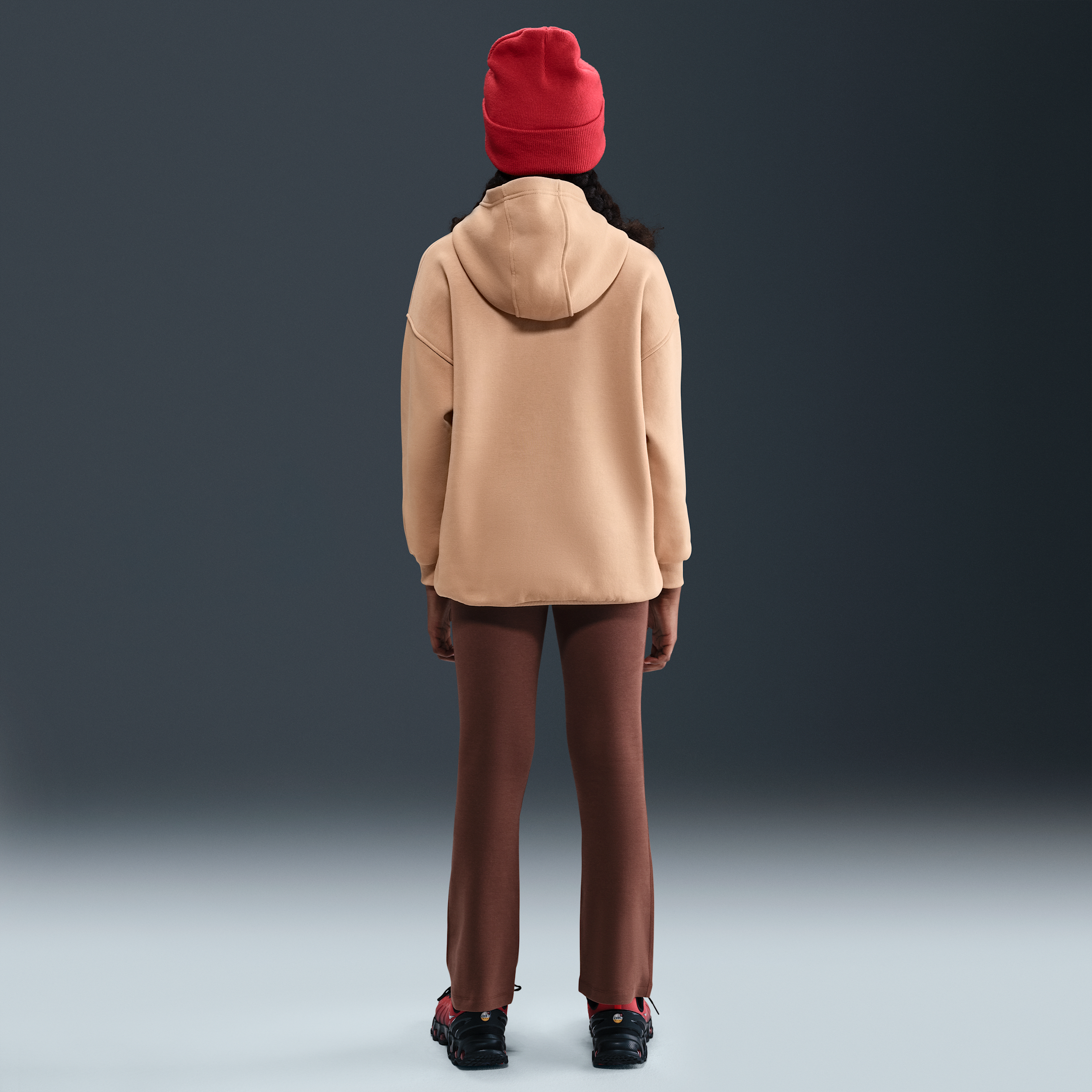 Nike Sportswear Club Fleece Oversized Big Kids' Brown Pullover Hoodie