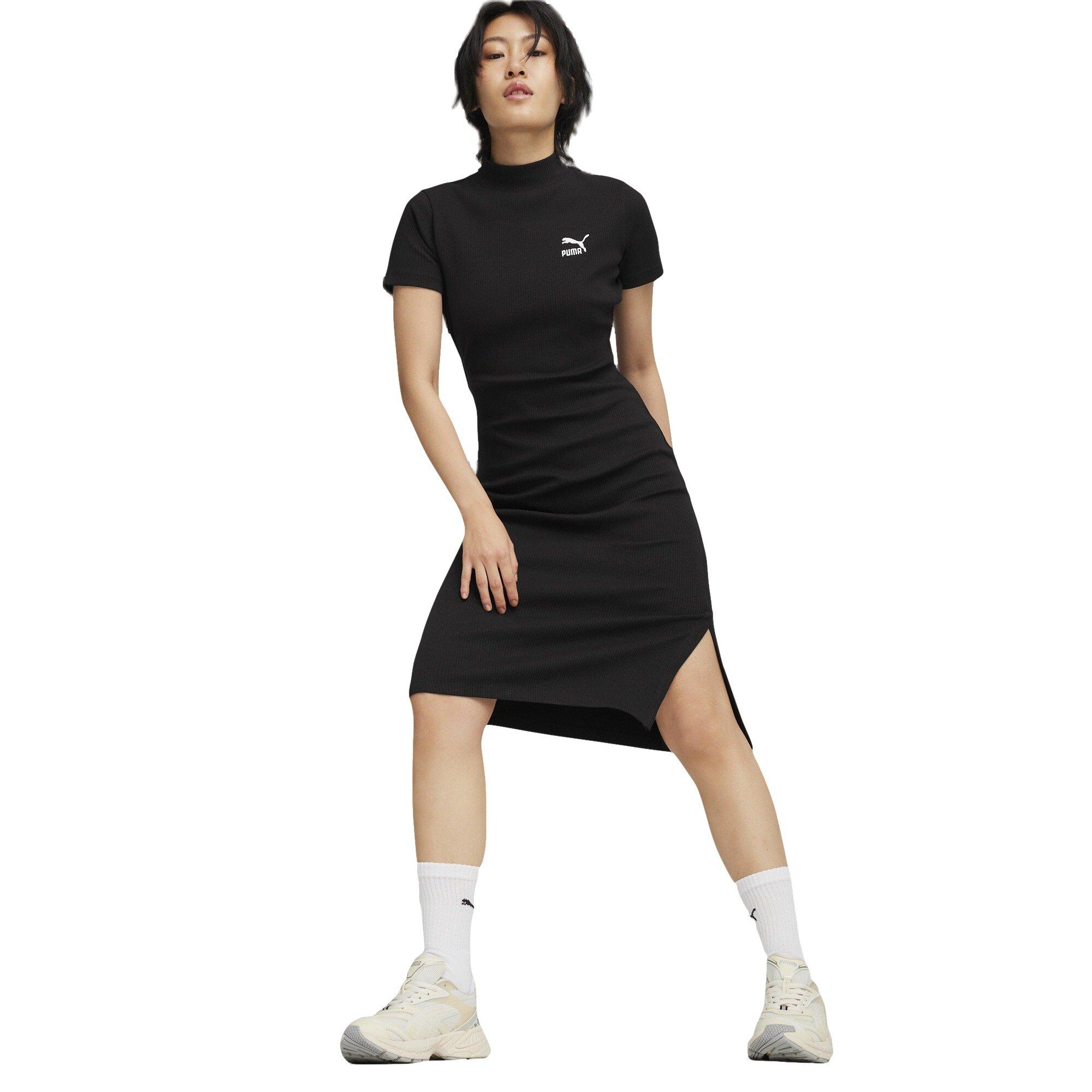 PUMA Women's CLASSICS Ribbed Dress - Black - BLACK Thumbnail View 1