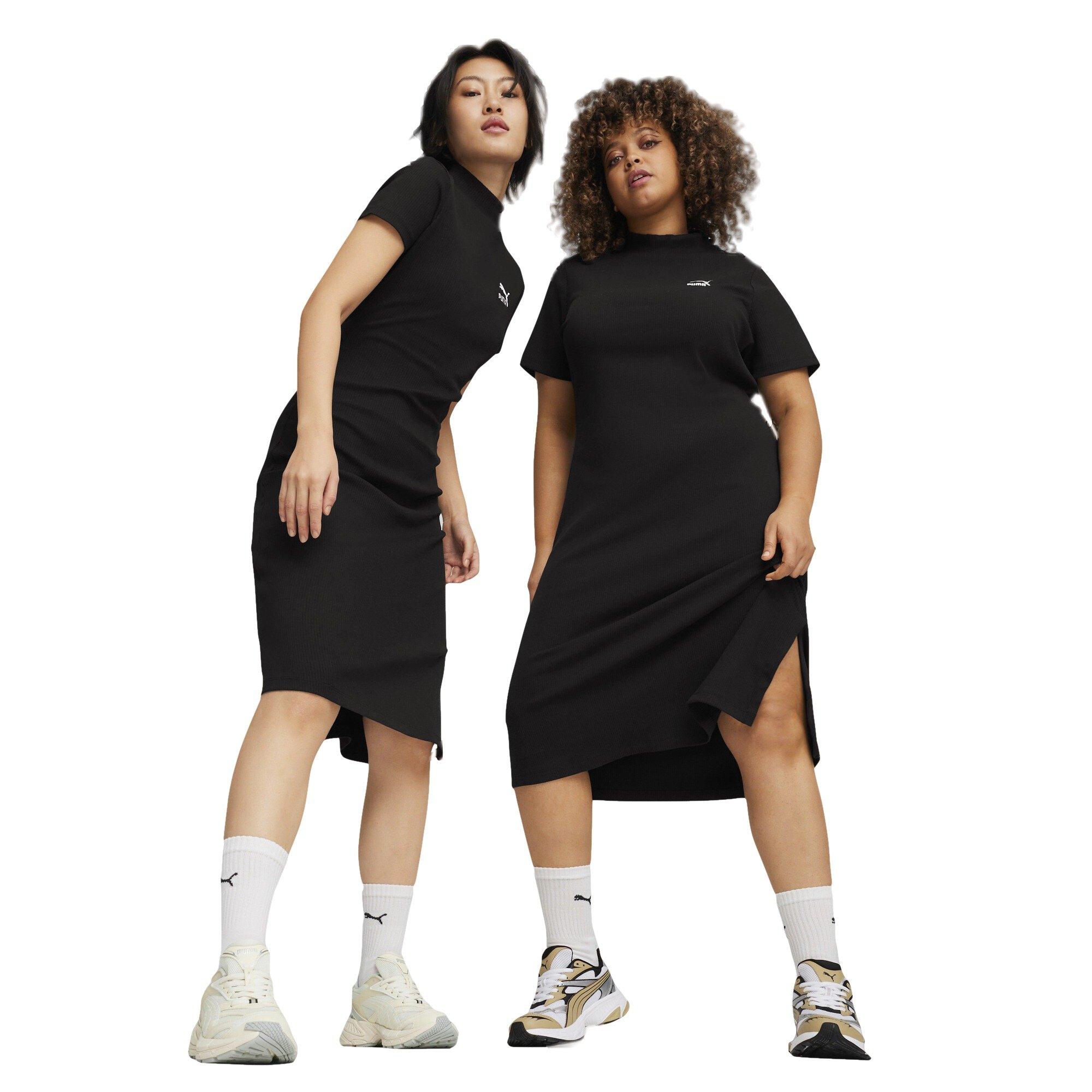 PUMA Women's CLASSICS Ribbed Dress - Black - BLACK Thumbnail View 5