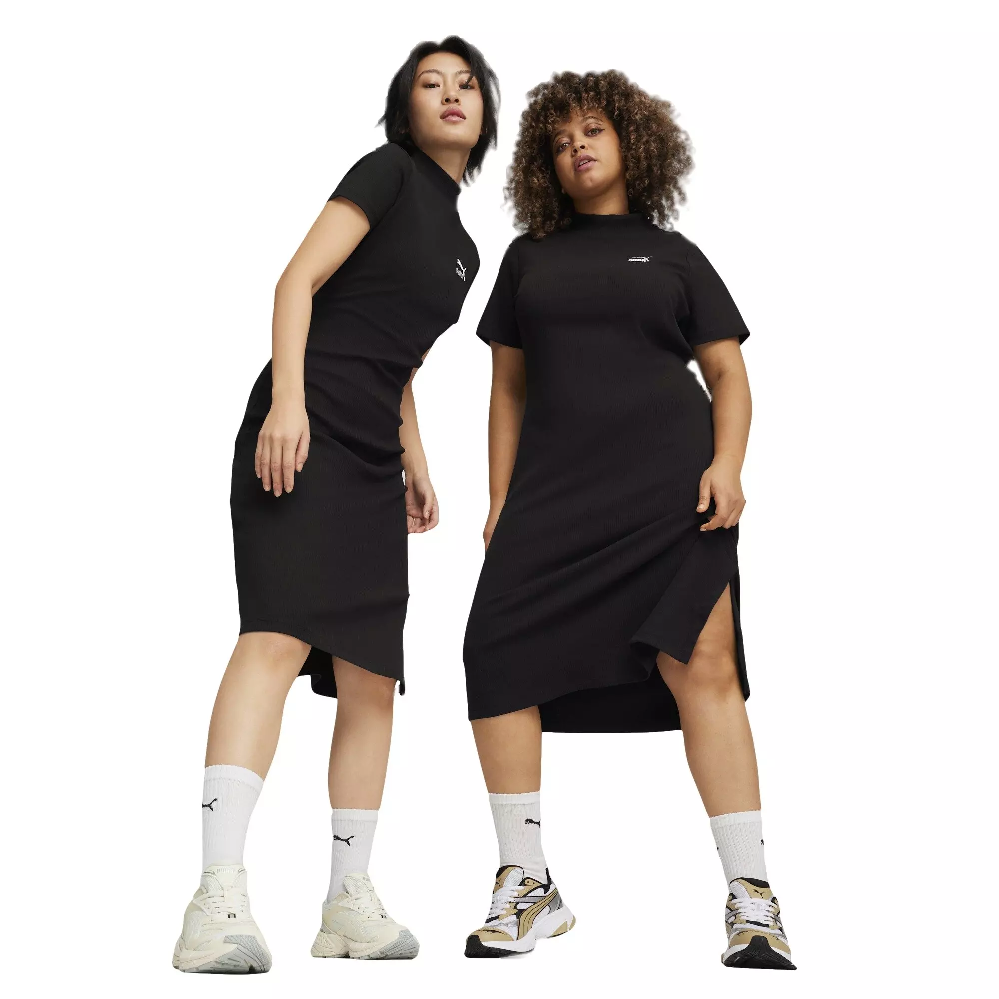 PUMA Women's CLASSICS Ribbed Dress - Black - BLACK