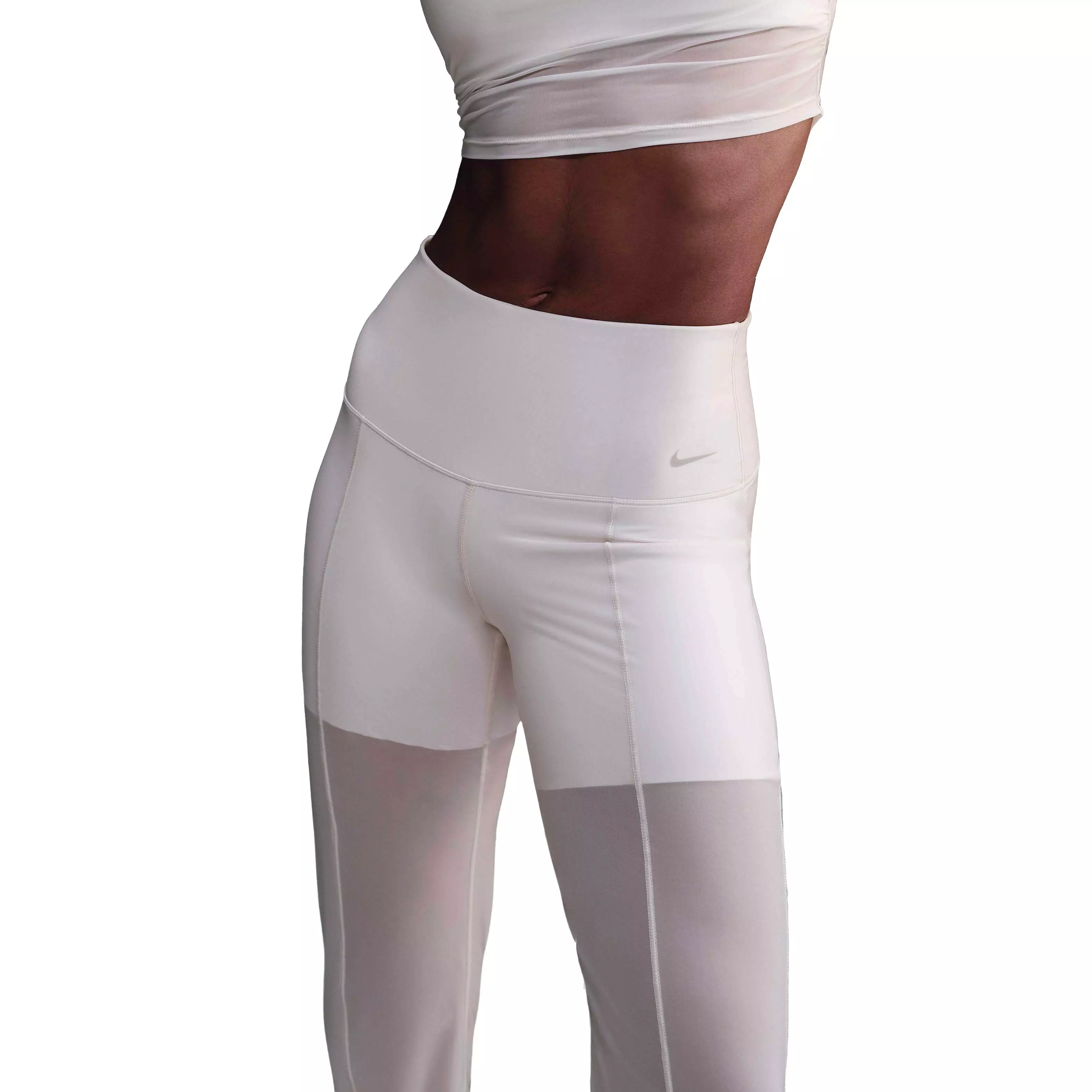 Nike Women's Zenvy Sheer Gentle-Support High-Waisted Full-Length Pants - LT BROWN
