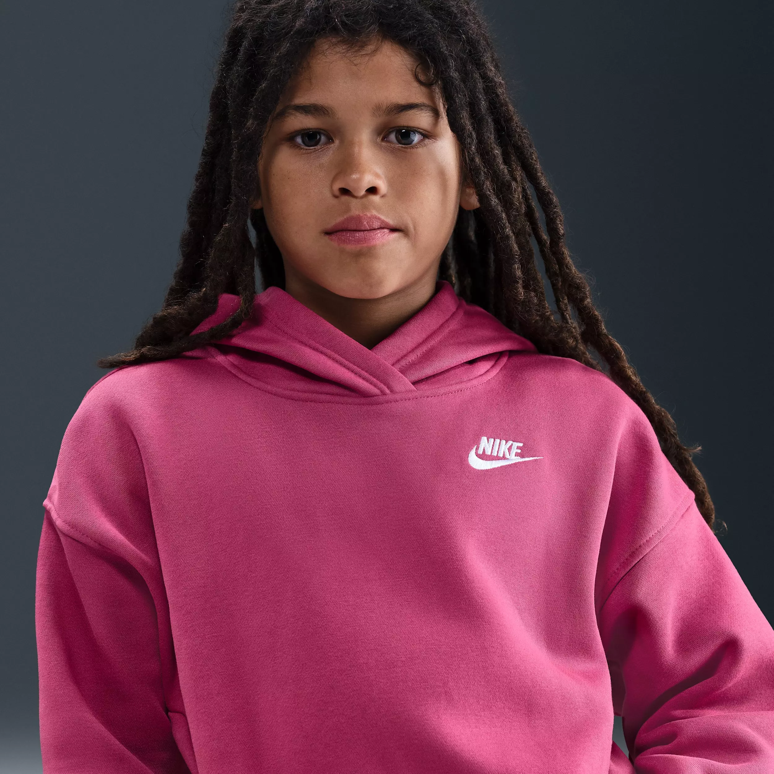 Nike Big Kids' Sportswear Club Fleece Oversized Pullover Hoodie - Pink - PURPLE