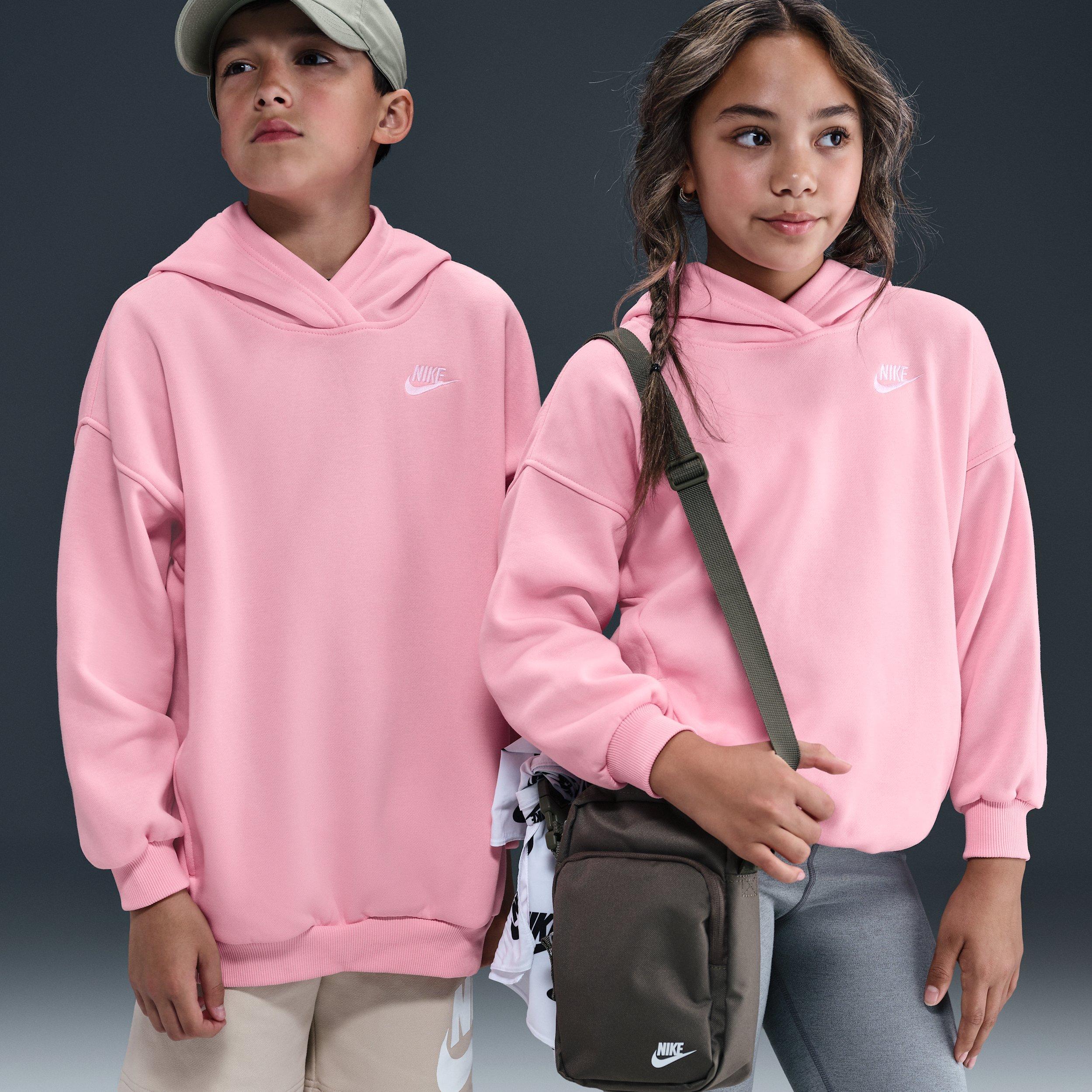 Nike Big Kids' Sportswear Club Fleece Oversized Pullover Hoodie - Soft Pink - SOFT PINK Thumbnail View 3