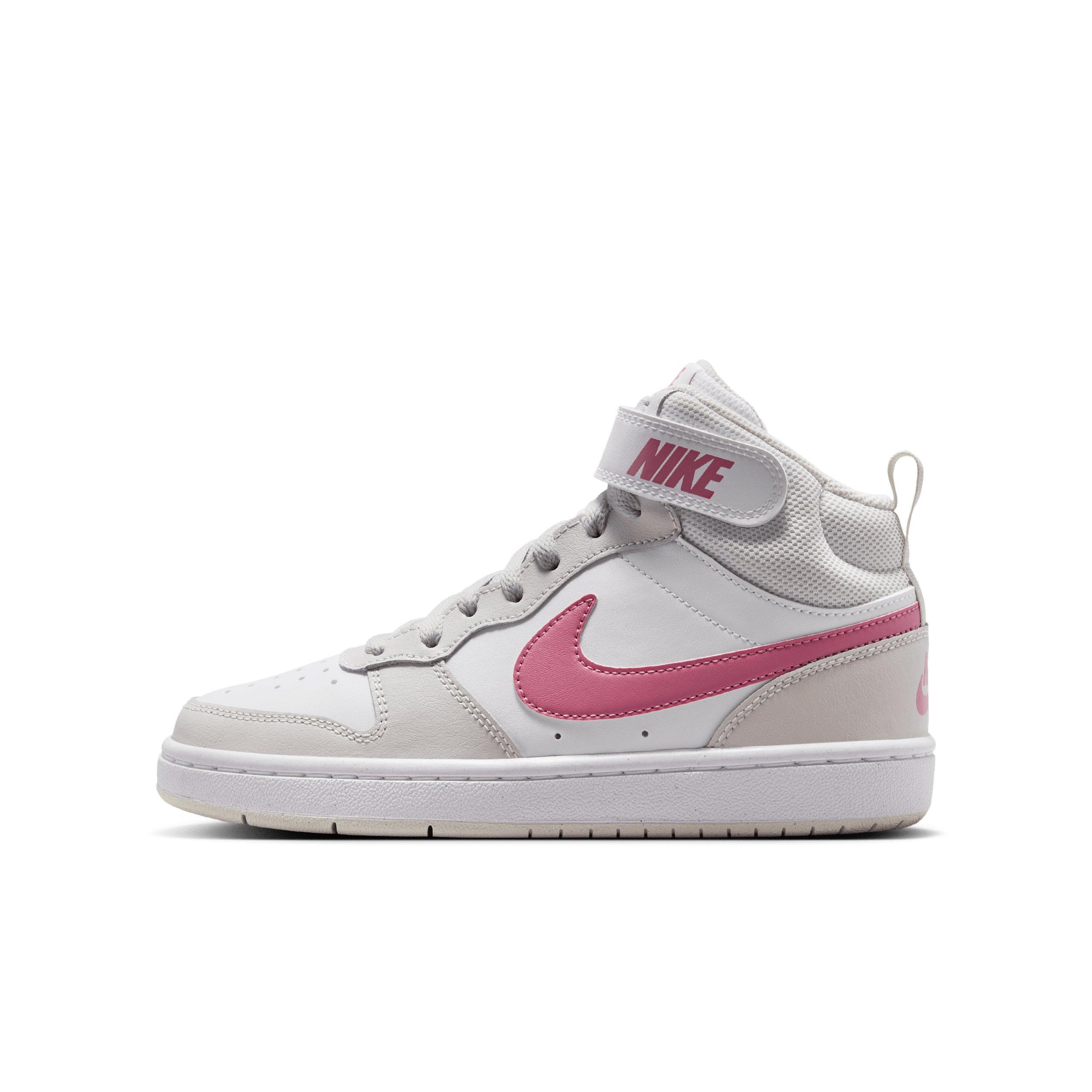 Nike Court Borough Mid 2 Grade School Girls' "White/Vast Grey/White/Peony" Shoe