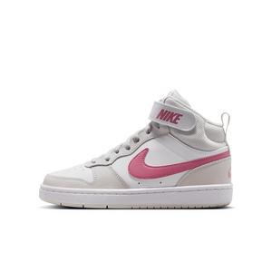 Nike Court Borough Mid 2 "White/Vast Grey/White/Peony" Grade School Girls' Shoe