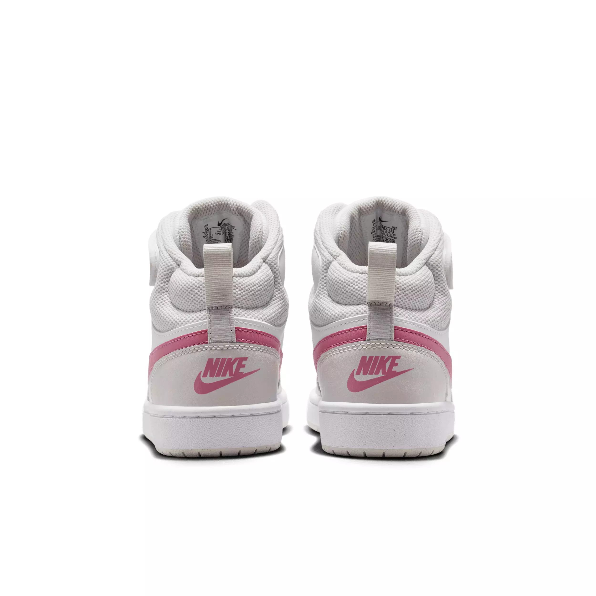Nike Court Borough Mid 2 "White/Vast Grey/White/Peony" Grade School Girls' Shoe - WHITE/GREY/WHITE/PEONY