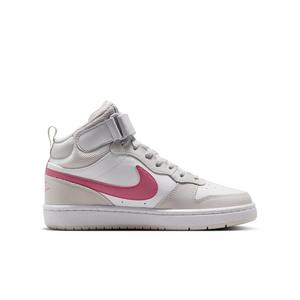 Nike Court Borough Mid 2 "White/Vast Grey/White/Peony" Grade School Girls' Shoe