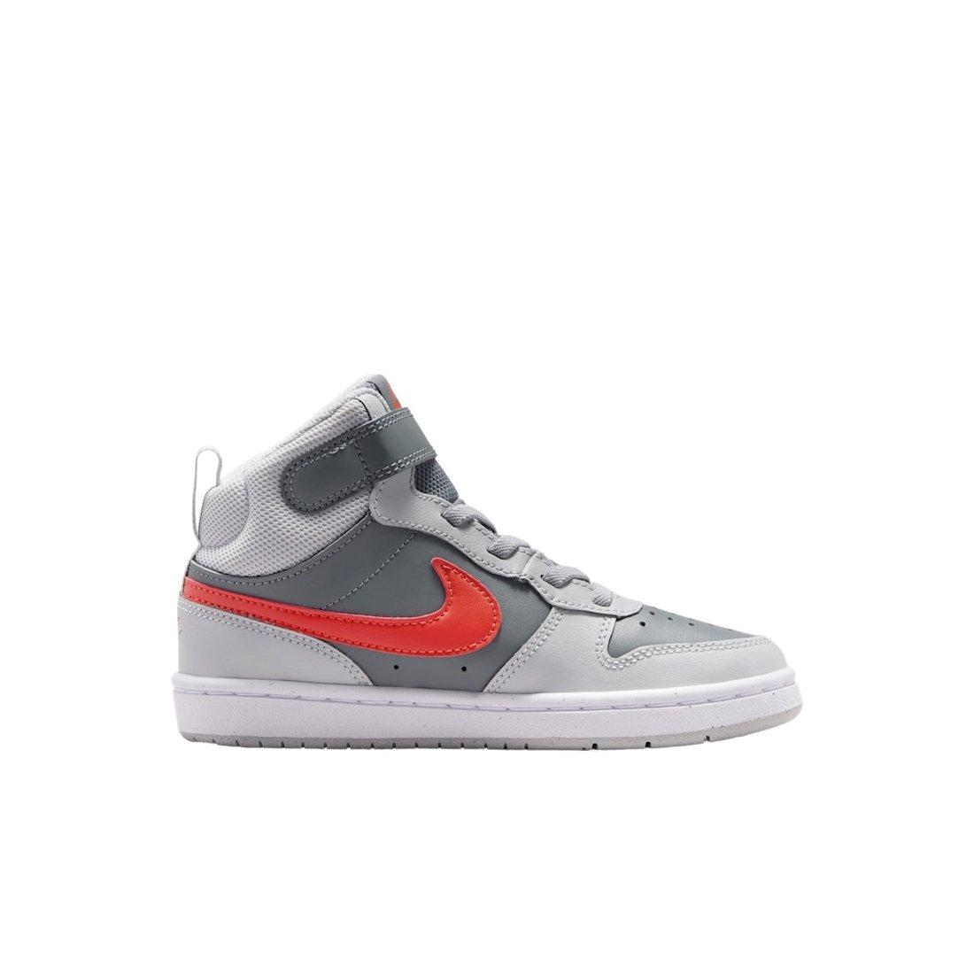 Nike Court Borough Mid 2 Preschool Boys' "Smoke Grey/Grey Fog/White/Picante Red" Shoe