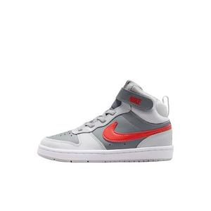 Nike Court Borough Mid 2 "Smoke Grey/Grey Fog/White/Picante Red" Preschool Boys' Shoe