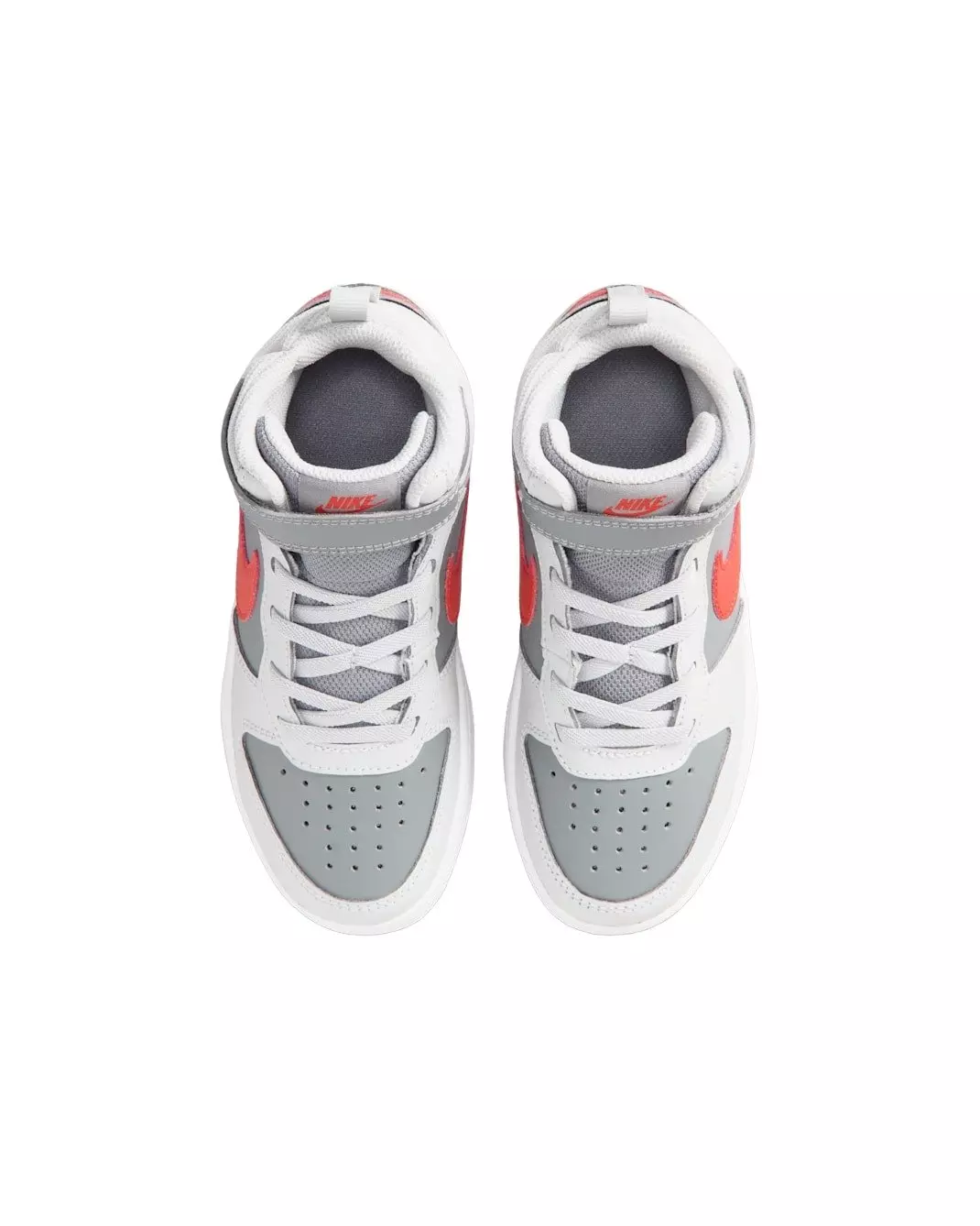 Nike Court Borough Mid 2 "Smoke Grey/Grey Fog/White/Picante Red" Preschool Boys' Shoe - GREY/GREY/WHITE/RED