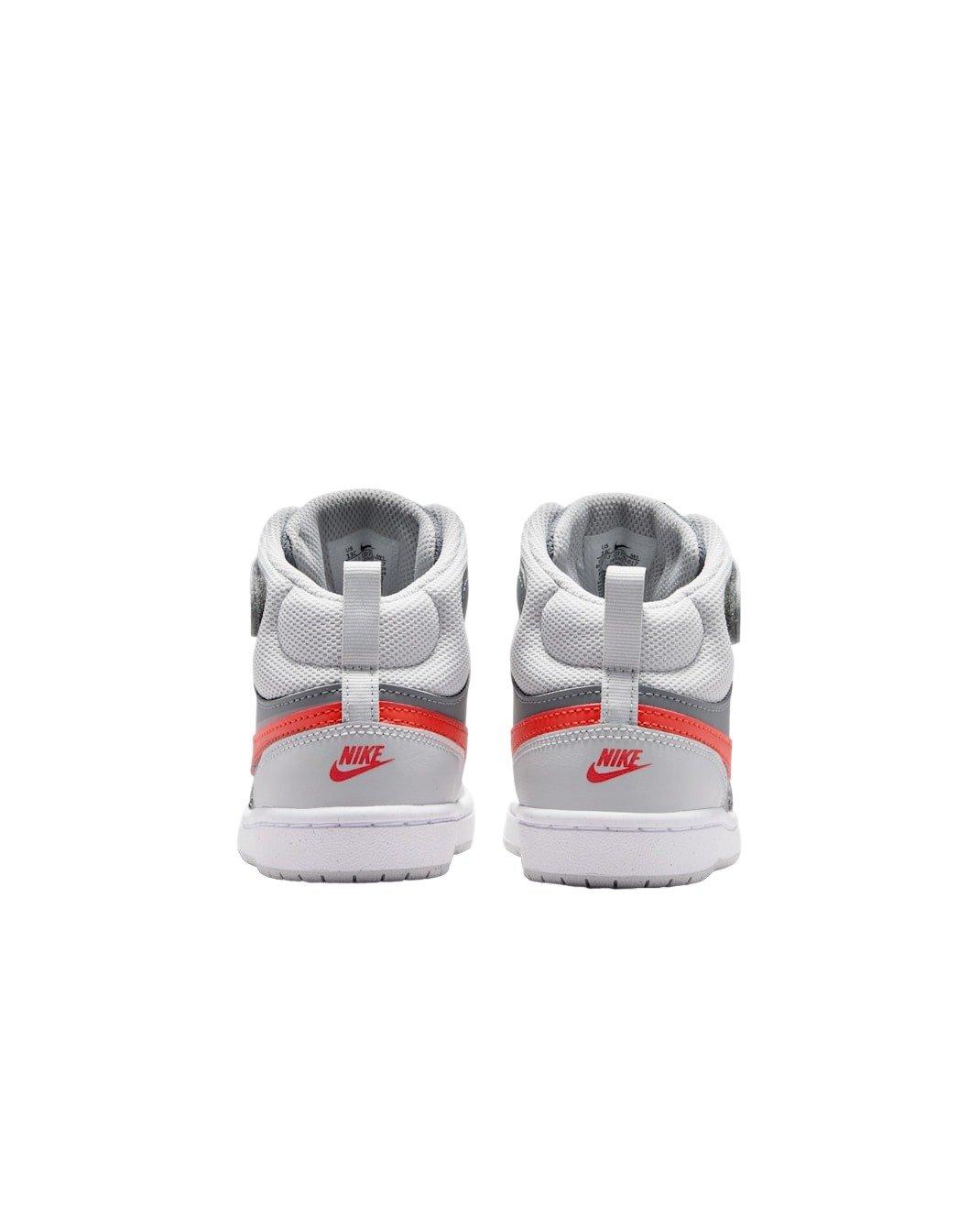 Nike Court Borough Mid 2 "Smoke Grey/Grey Fog/White/Picante Red" Preschool Boys' Shoe - GREY/GREY/WHITE/RED Thumbnail View 5