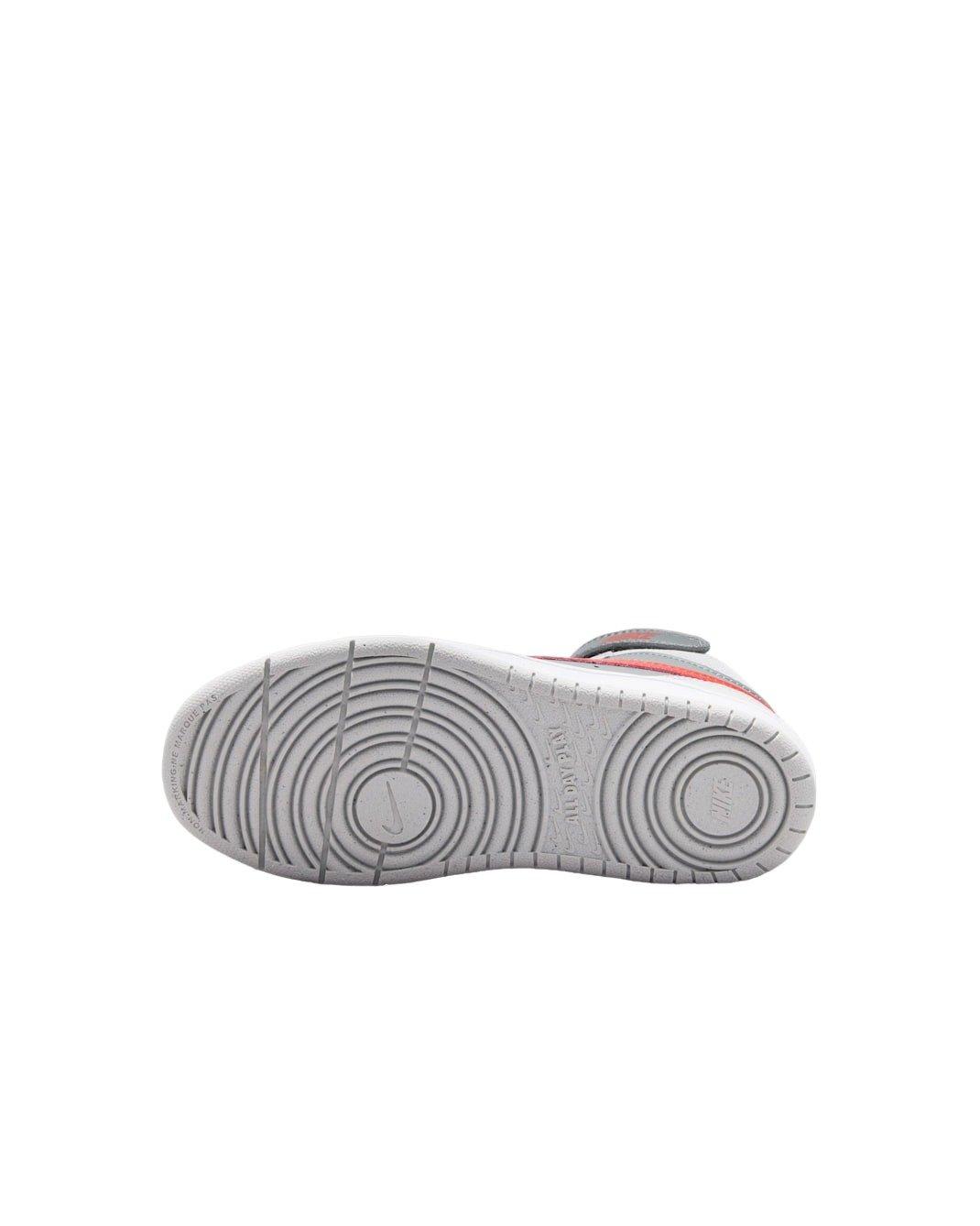 Nike Court Borough Mid 2 "Smoke Grey/Grey Fog/White/Picante Red" Preschool Boys' Shoe - GREY/GREY/WHITE/RED Thumbnail View 6