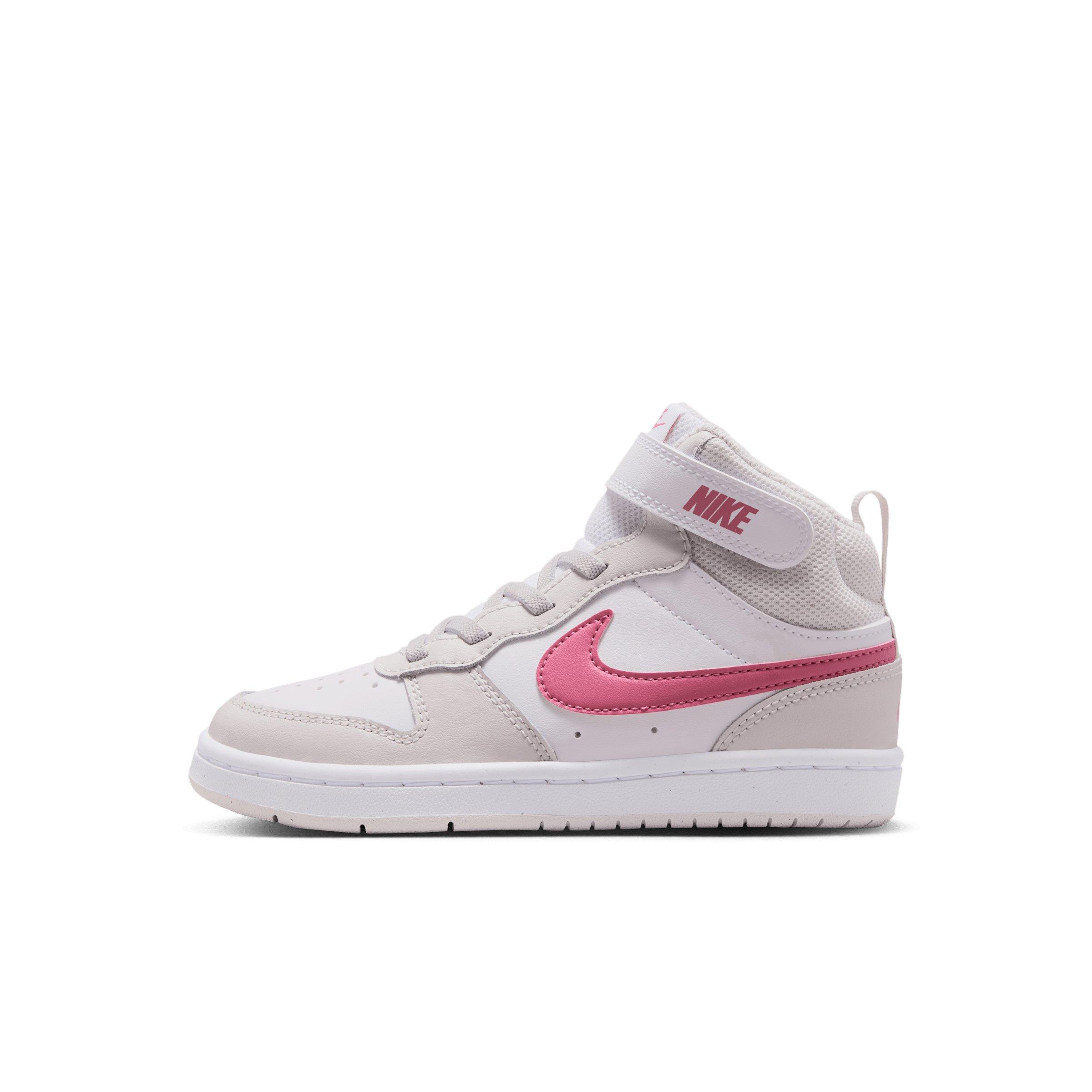 Nike Court Borough Mid 2 "White/Vast Grey/White/Peony" Preschool Girls' Shoe - WHITE/GREY/WHITE/PEONY Thumbnail View 2