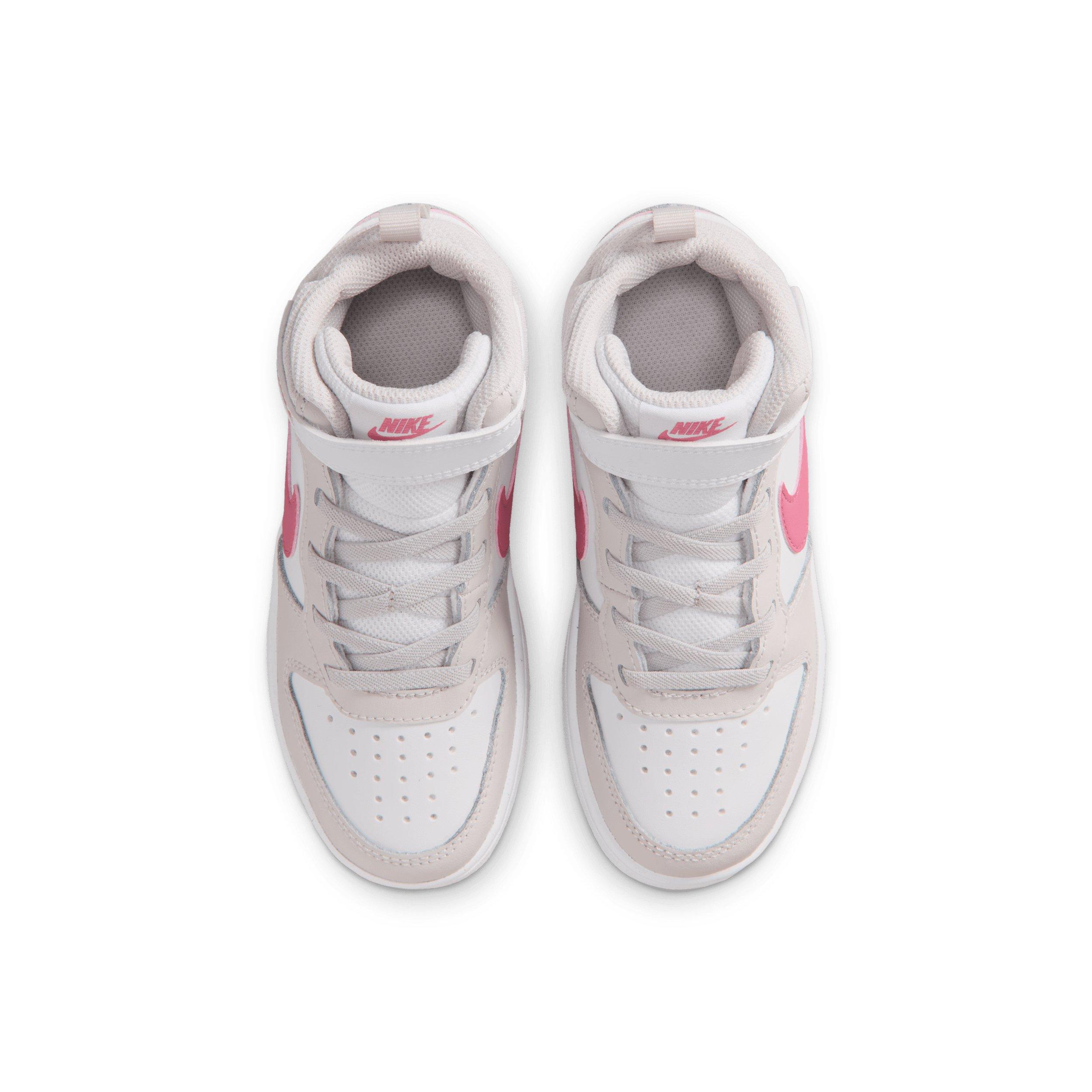 Nike Court Borough Mid 2 "White/Vast Grey/White/Peony" Preschool Girls' Shoe - WHITE/GREY/WHITE/PEONY Thumbnail View 4