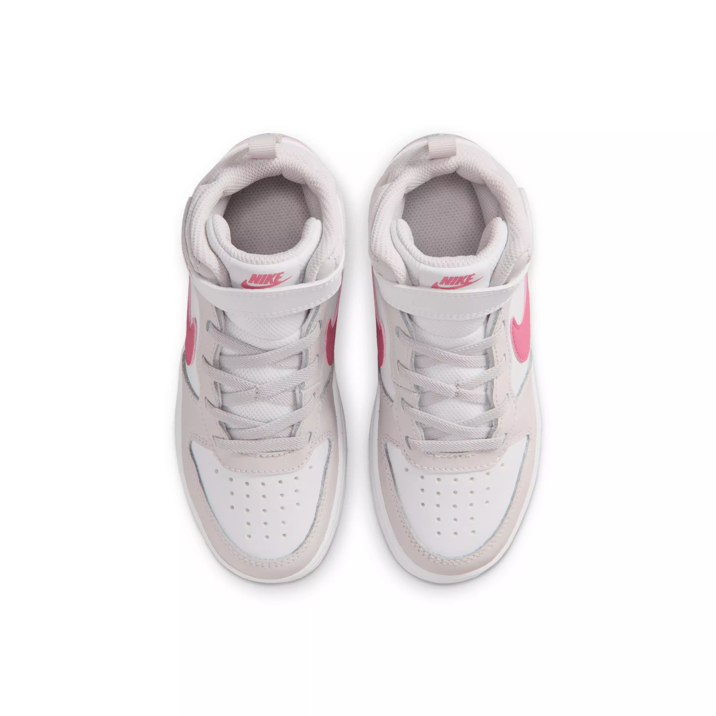 Nike Court Borough Mid 2 "White/Vast Grey/White/Peony" Preschool Girls' Shoe - WHITE/GREY/WHITE/PEONY