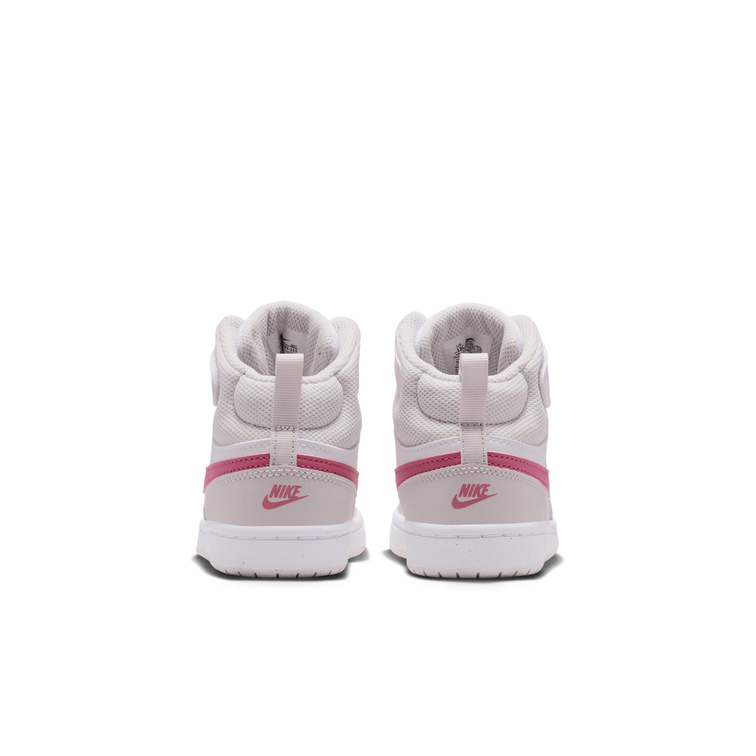 Nike Court Borough Mid 2 "White/Vast Grey/White/Peony" Preschool Girls' Shoe - WHITE/GREY/WHITE/PEONY Thumbnail View 5
