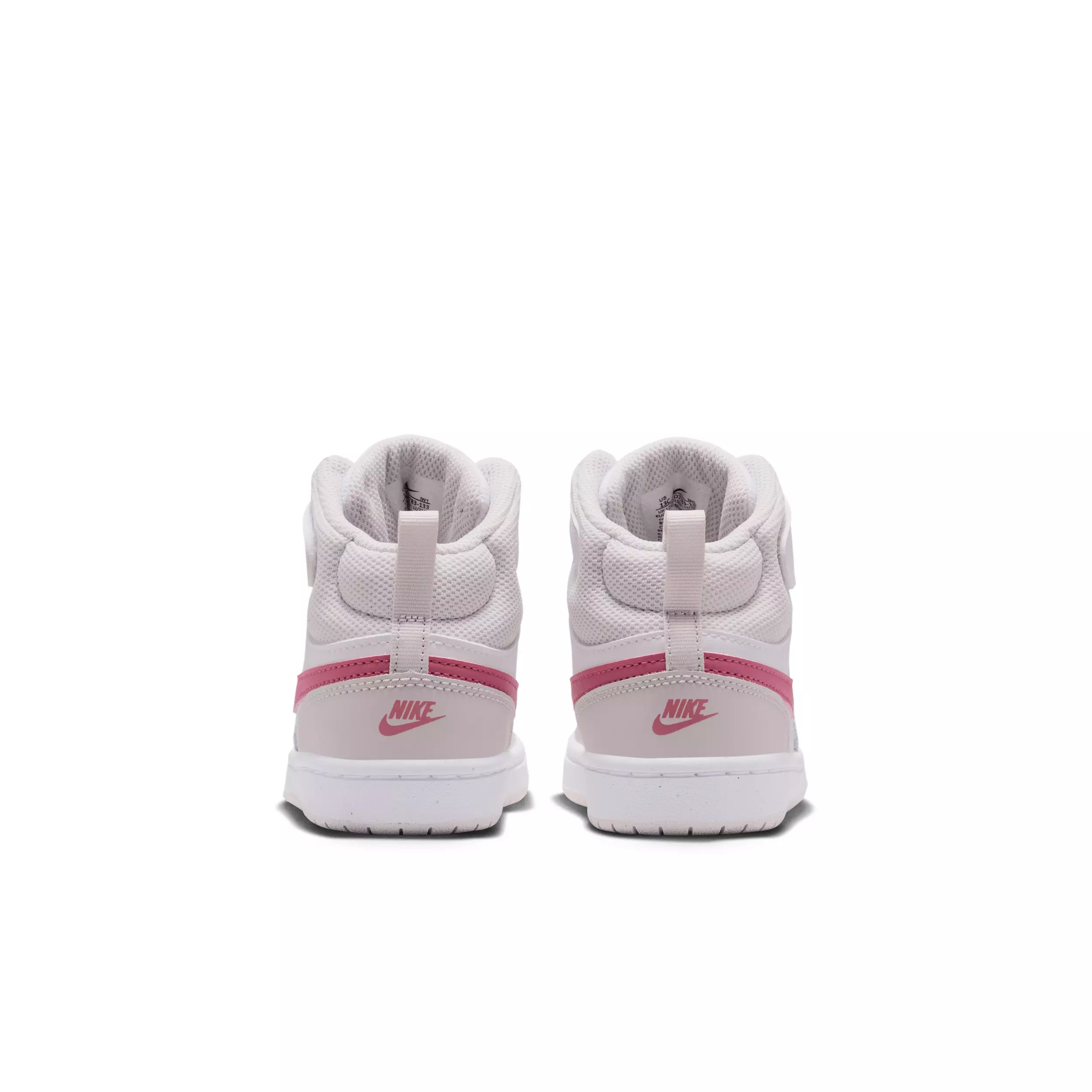 Nike Court Borough Mid 2 "White/Vast Grey/White/Peony" Preschool Girls' Shoe - WHITE/GREY/WHITE/PEONY