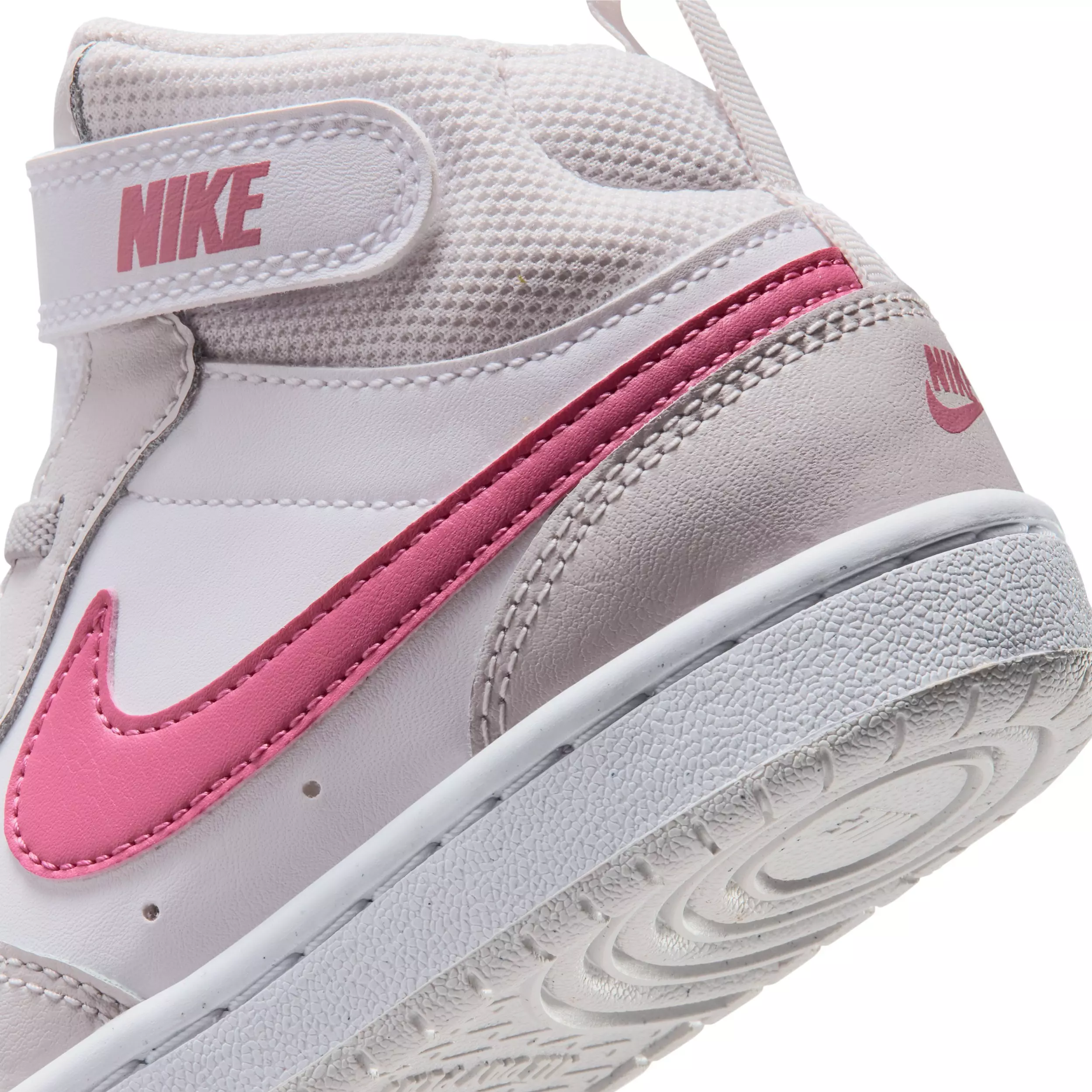 Nike Court Borough Mid 2 "White/Vast Grey/White/Peony" Preschool Girls' Shoe - WHITE/GREY/WHITE/PEONY