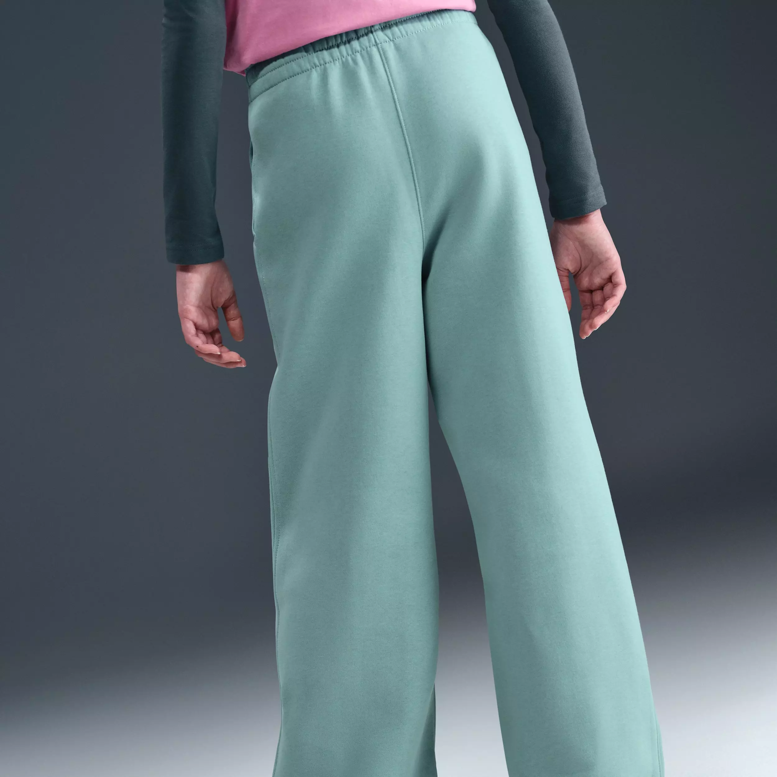 Nike Big Girls' Sportswear Club Fleece Wide-Leg Pants - Green - GREEN