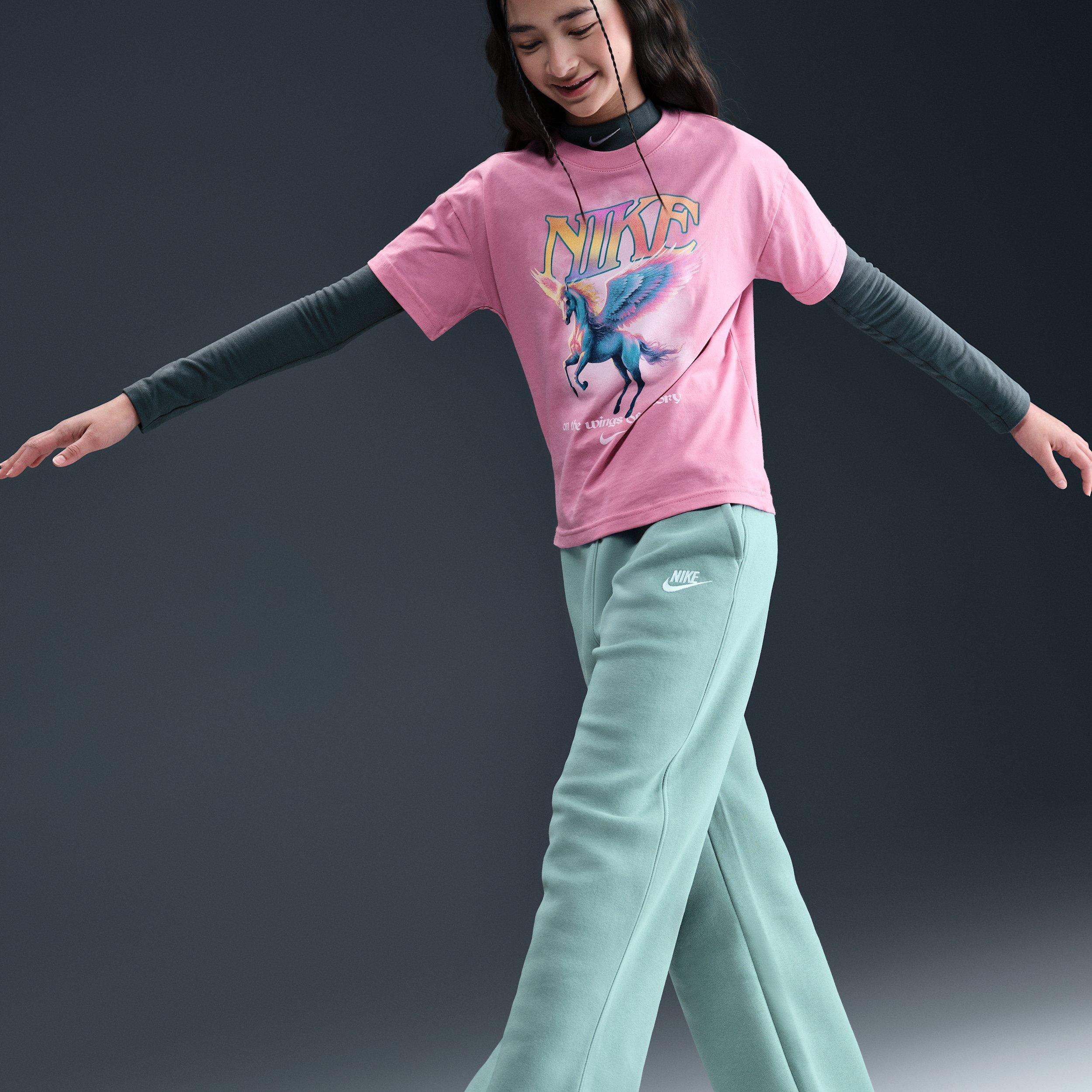 Nike Sportswear Club Fleece Big Girls' Green Wide-Leg Pants