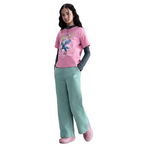 Nike Big Girls' Sportswear Club Fleece Wide-Leg Pants - Green