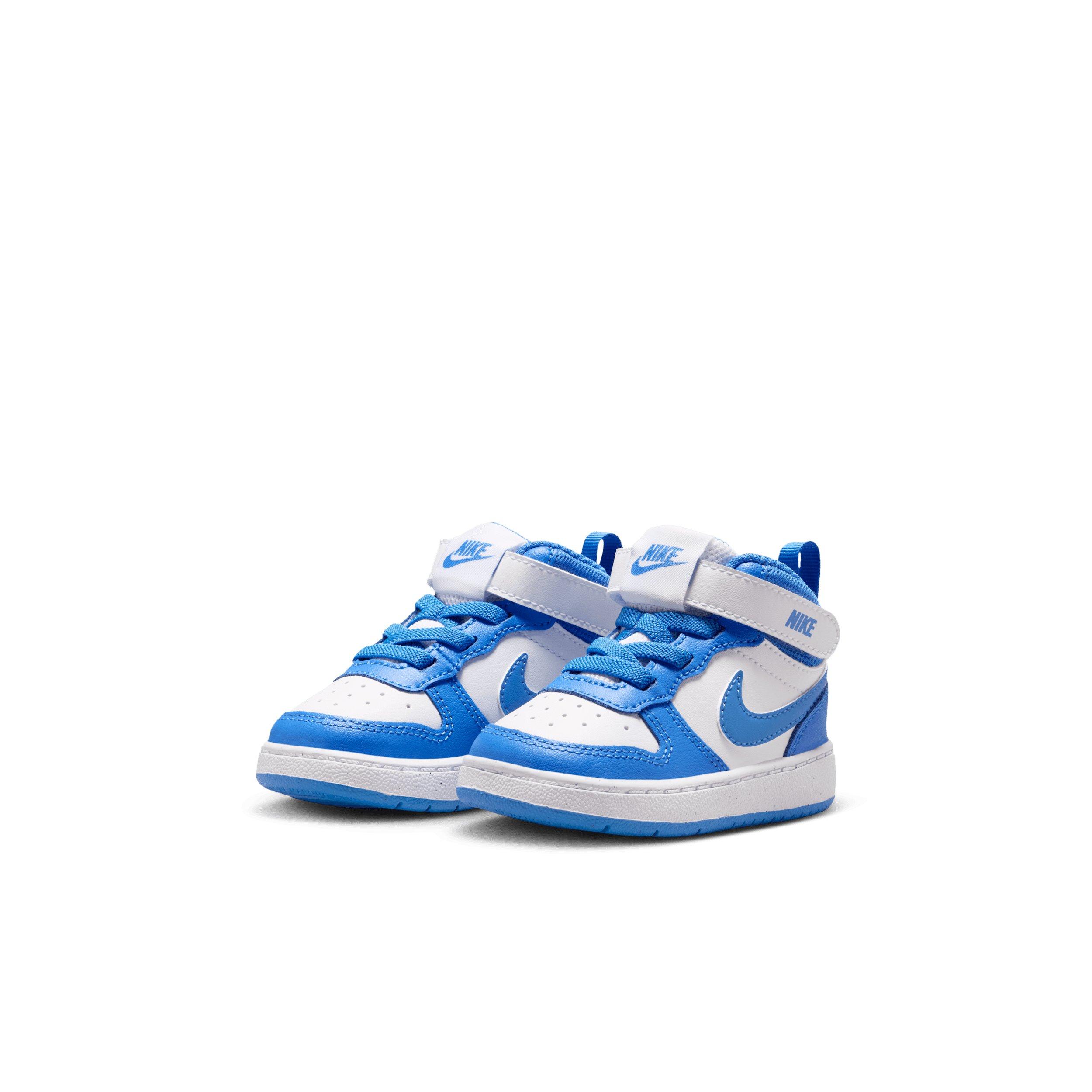 Nike Court Borough Mid 2 "White/Blue Crystal/White/Blue Crystal" Infant Boys' Shoe - WHITE/BLUE/WHITE/BLUE Thumbnail View 3