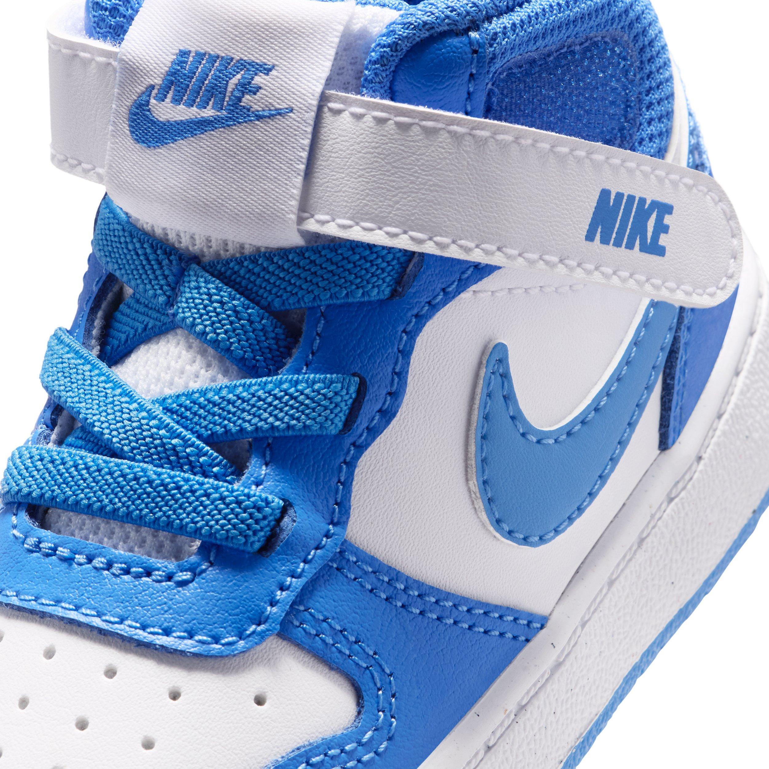 Nike Court Borough Mid 2 "White/Blue Crystal/White/Blue Crystal" Infant Boys' Shoe - WHITE/BLUE/WHITE/BLUE Thumbnail View 7