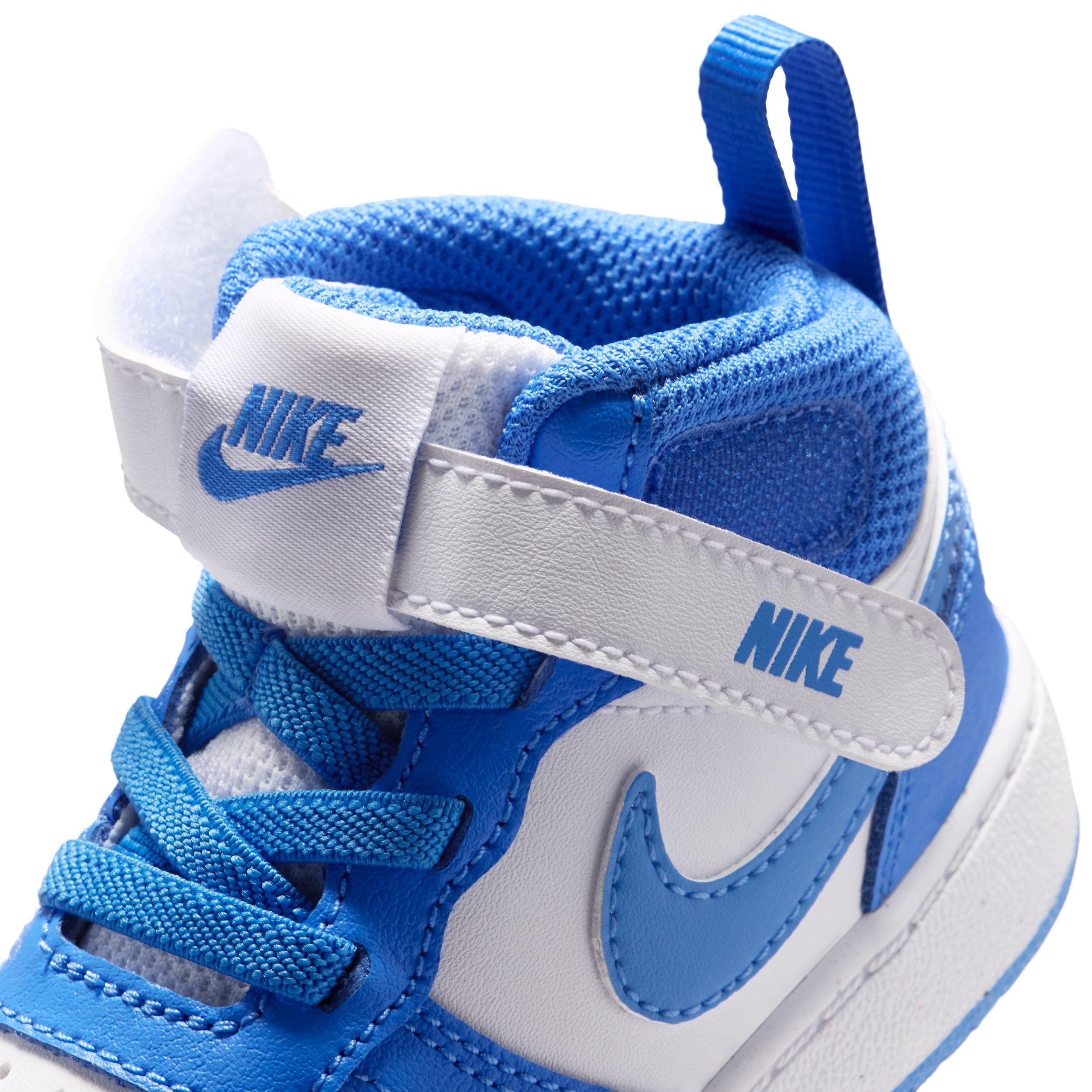 Nike Court Borough Mid 2 "White/Blue Crystal/White/Blue Crystal" Infant Boys' Shoe - WHITE/BLUE/WHITE/BLUE Thumbnail View 8