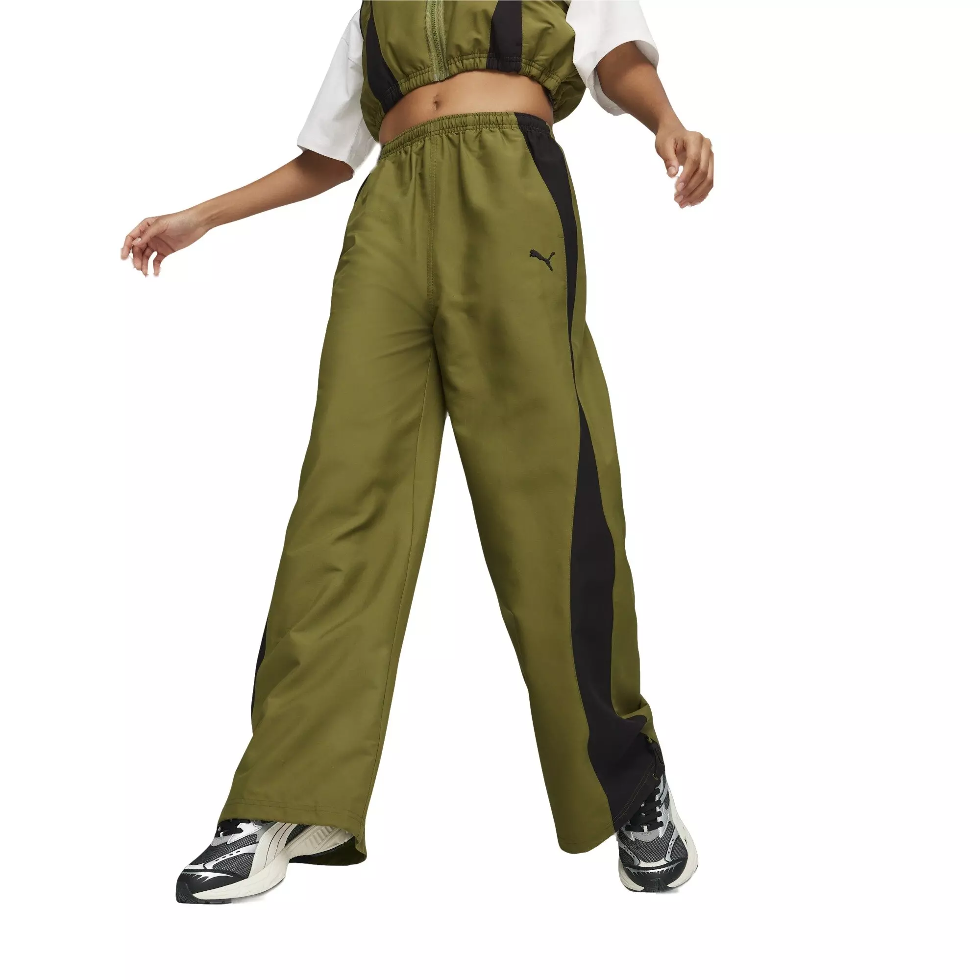PUMA Women's DARE TO Parachute Pants -Green - GREEN