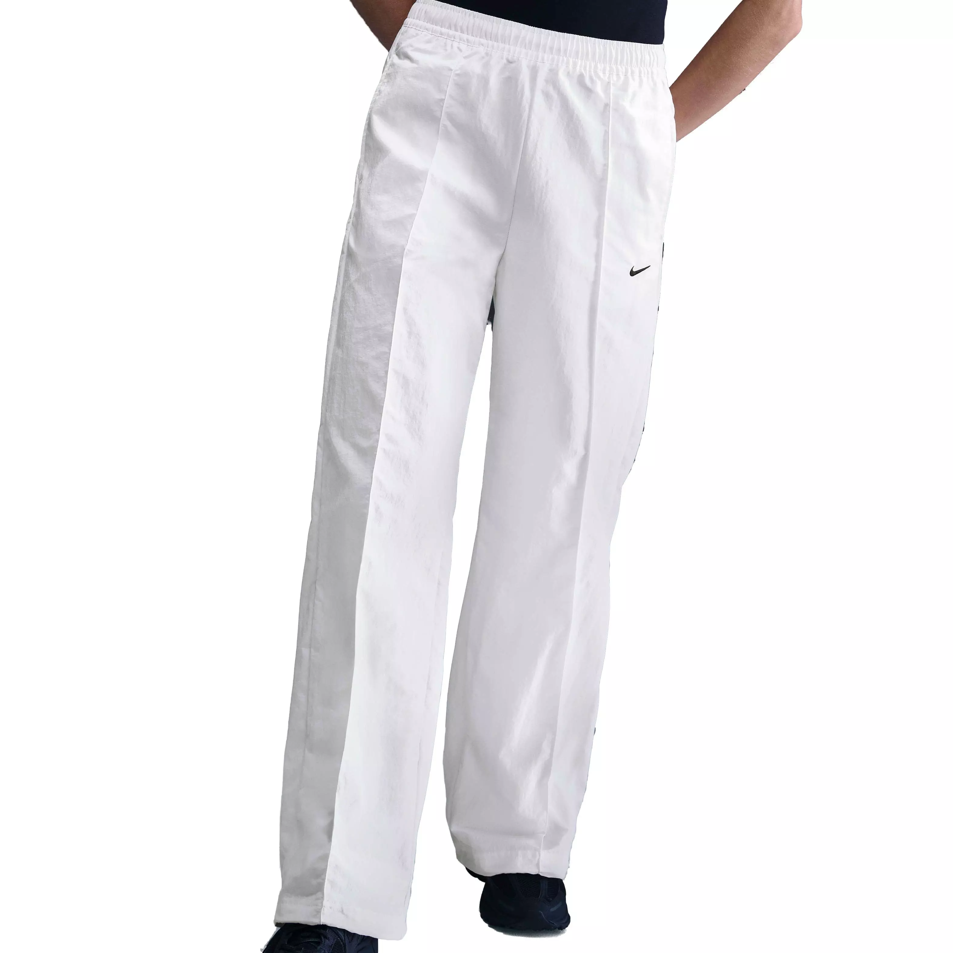 Nike Women's Sportswear Everything Woven Mid-Rise Open-Hem Pants - WHITE/BLACK