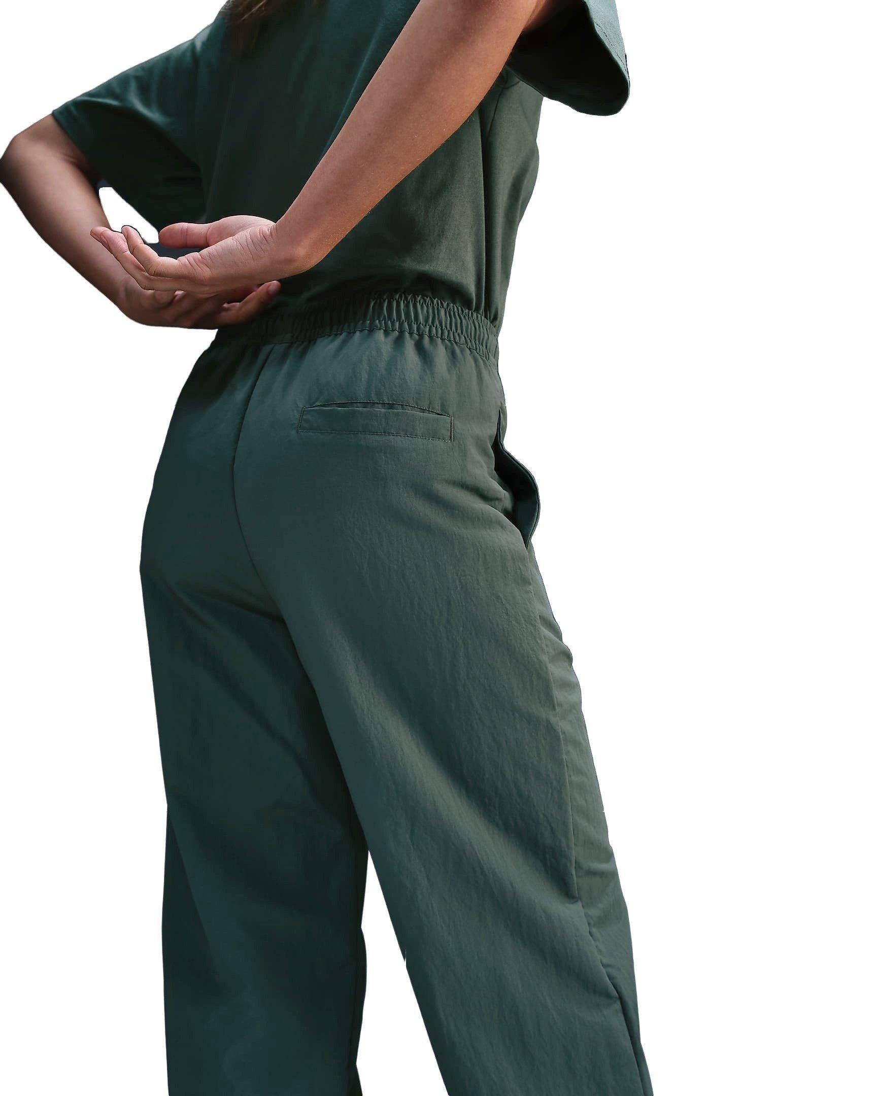 Nike Women's Sportswear Everything Woven Mid-Rise Open-Hem Pants - GREEN/WHITE Thumbnail View 5