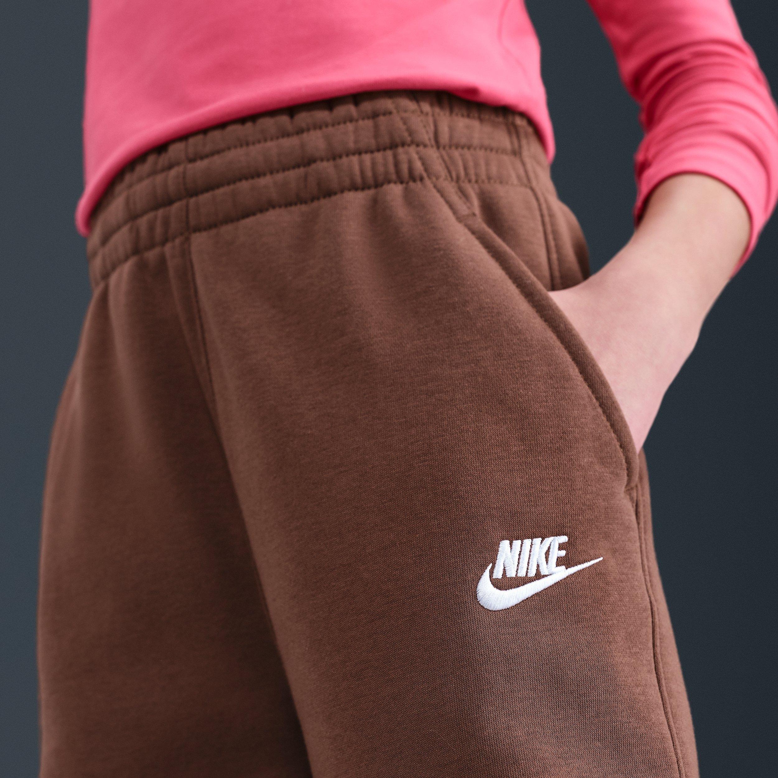 Nike Sportswear Club Fleece Big Girls' Dark Brown Wide-Leg Pants